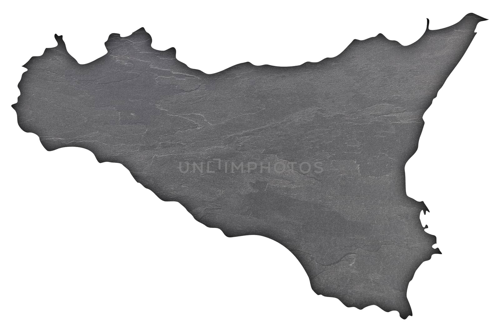 Map of Sicily on dark slate