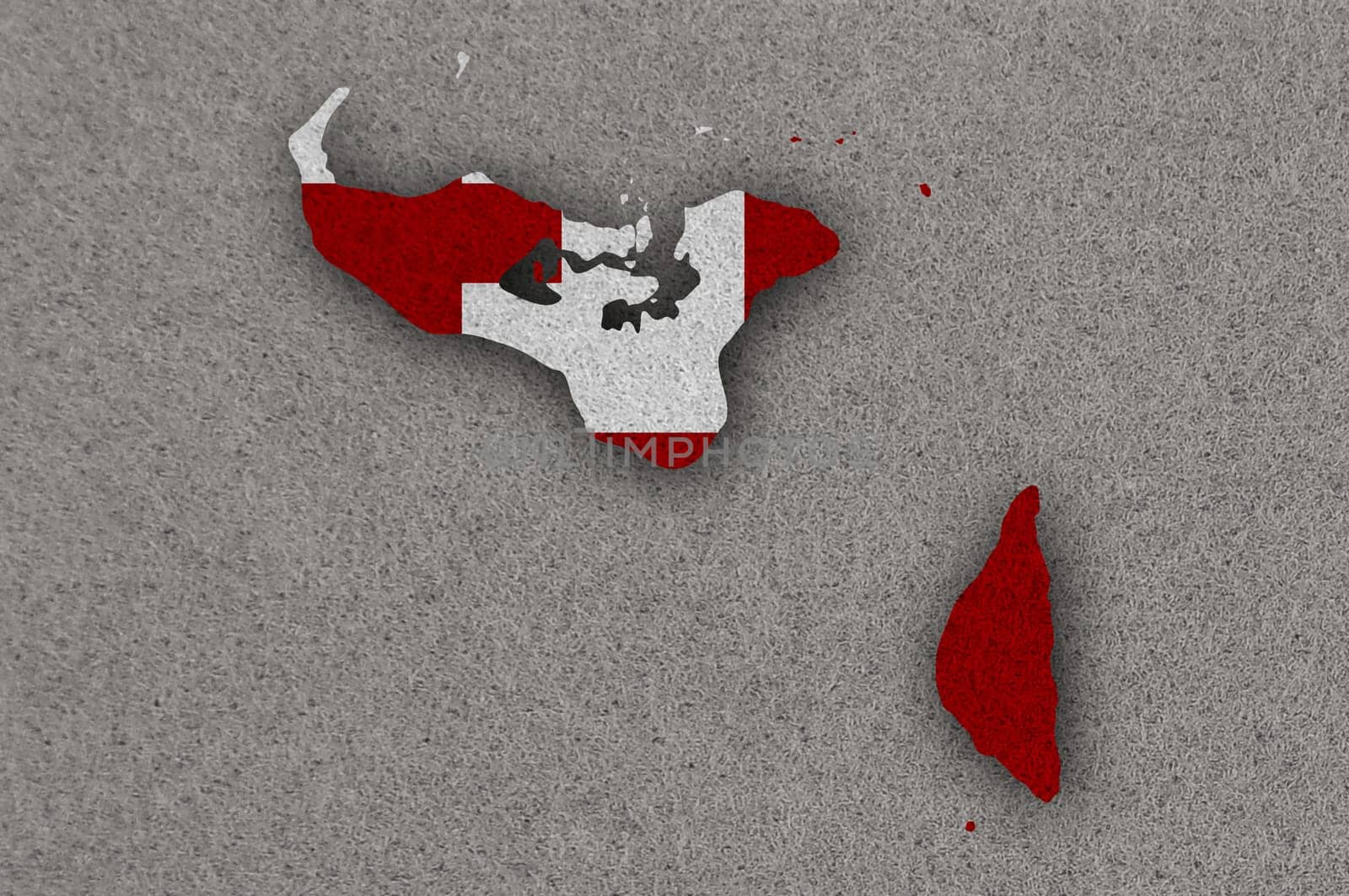 Map and flag of Tonga on felt