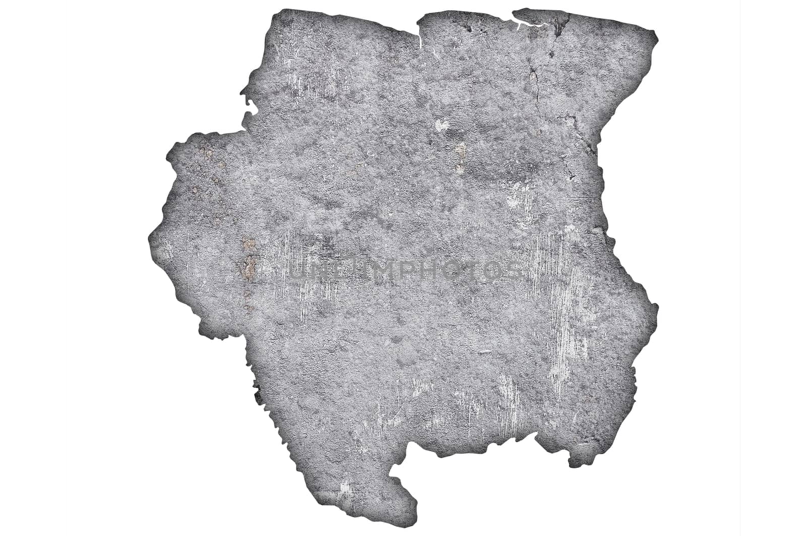 Map of Suriname on weathered concrete