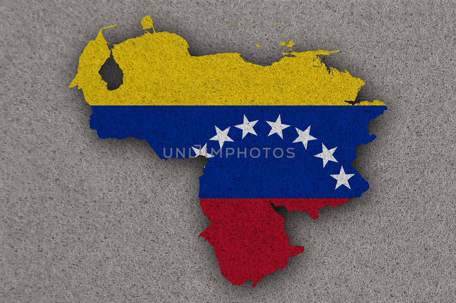Map and flag of Venezuela on felt