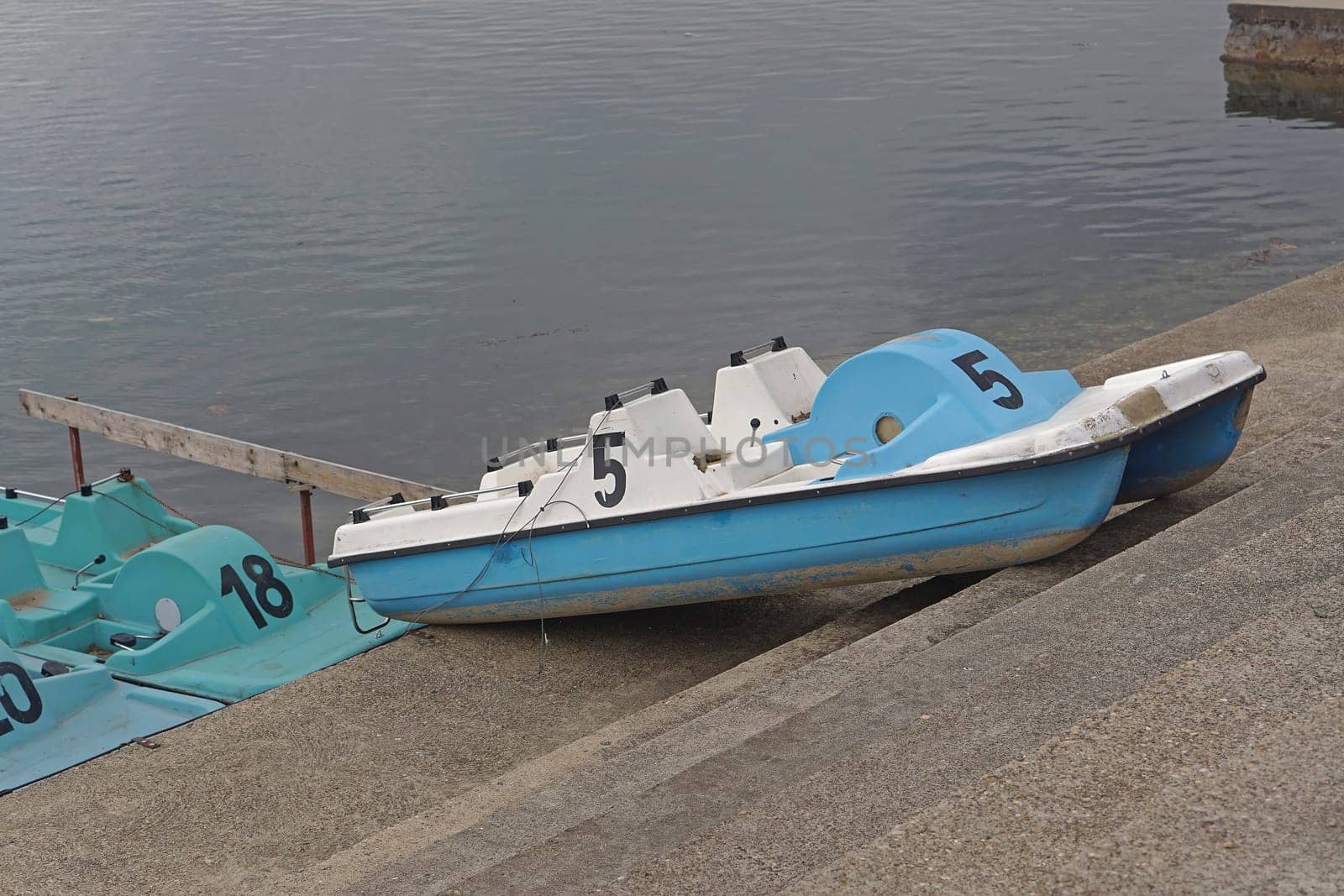 Rental pedal boat out of lake water