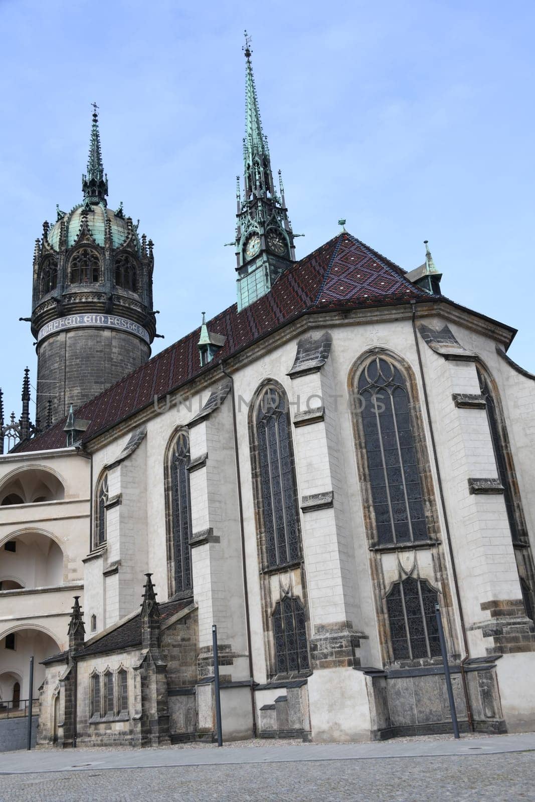 Castle church in Wittenberg. Origin of the Reformation by Martin Luther.
