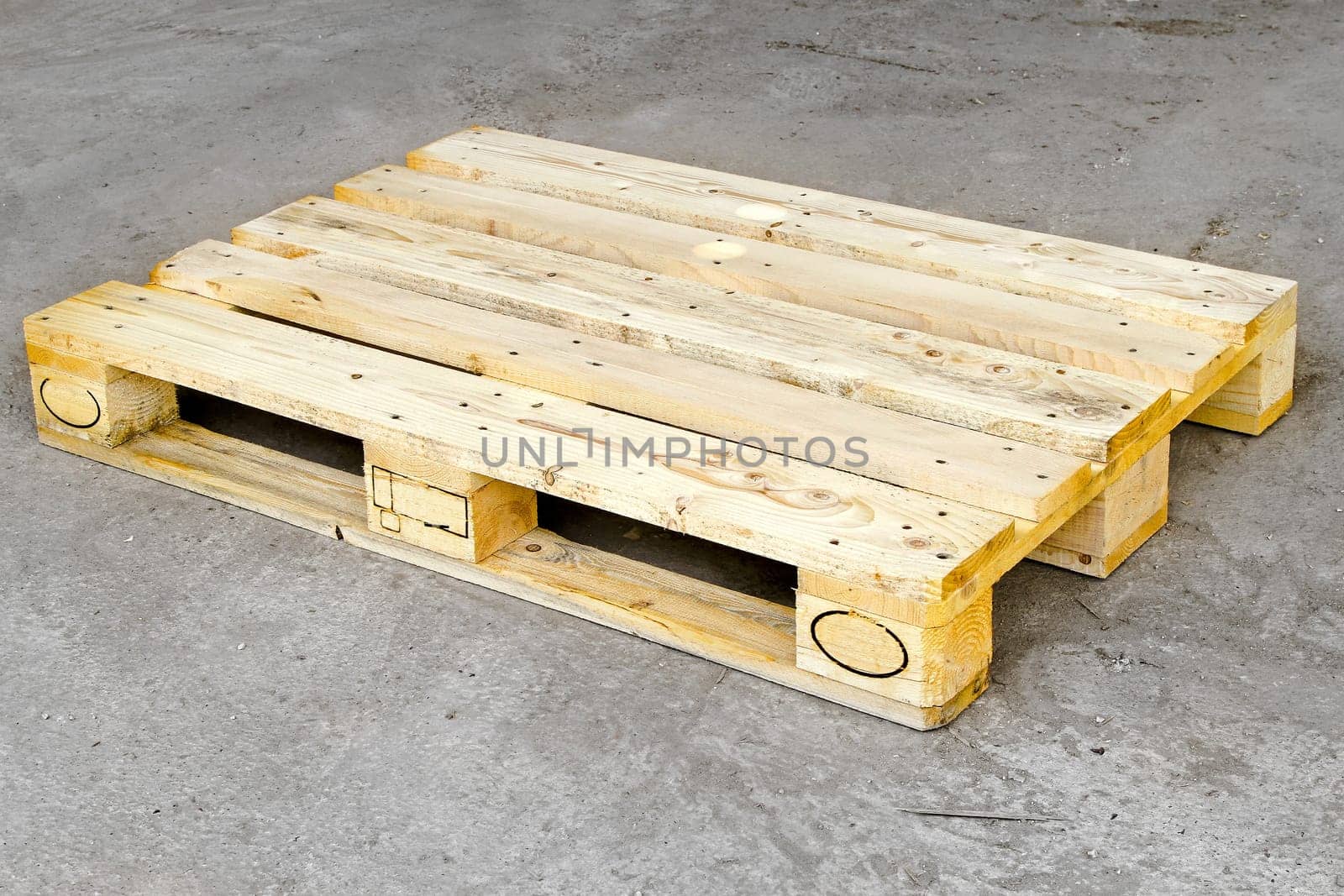 Cargo wooden euro pallet in standard dimensions.