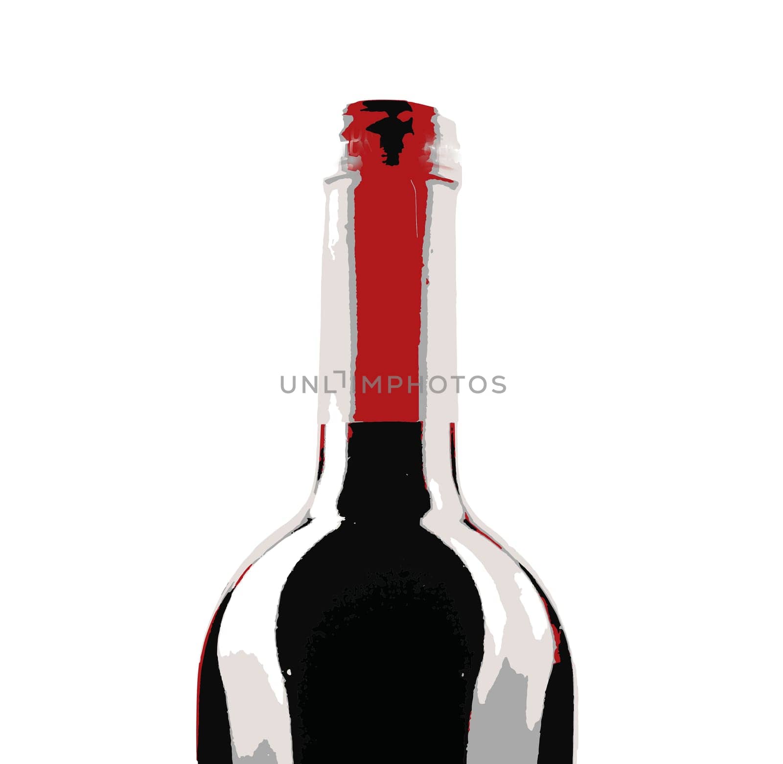Bottle of red wine isolated on a white background. Red wine is a type of wine made from dark-colored grape varieties