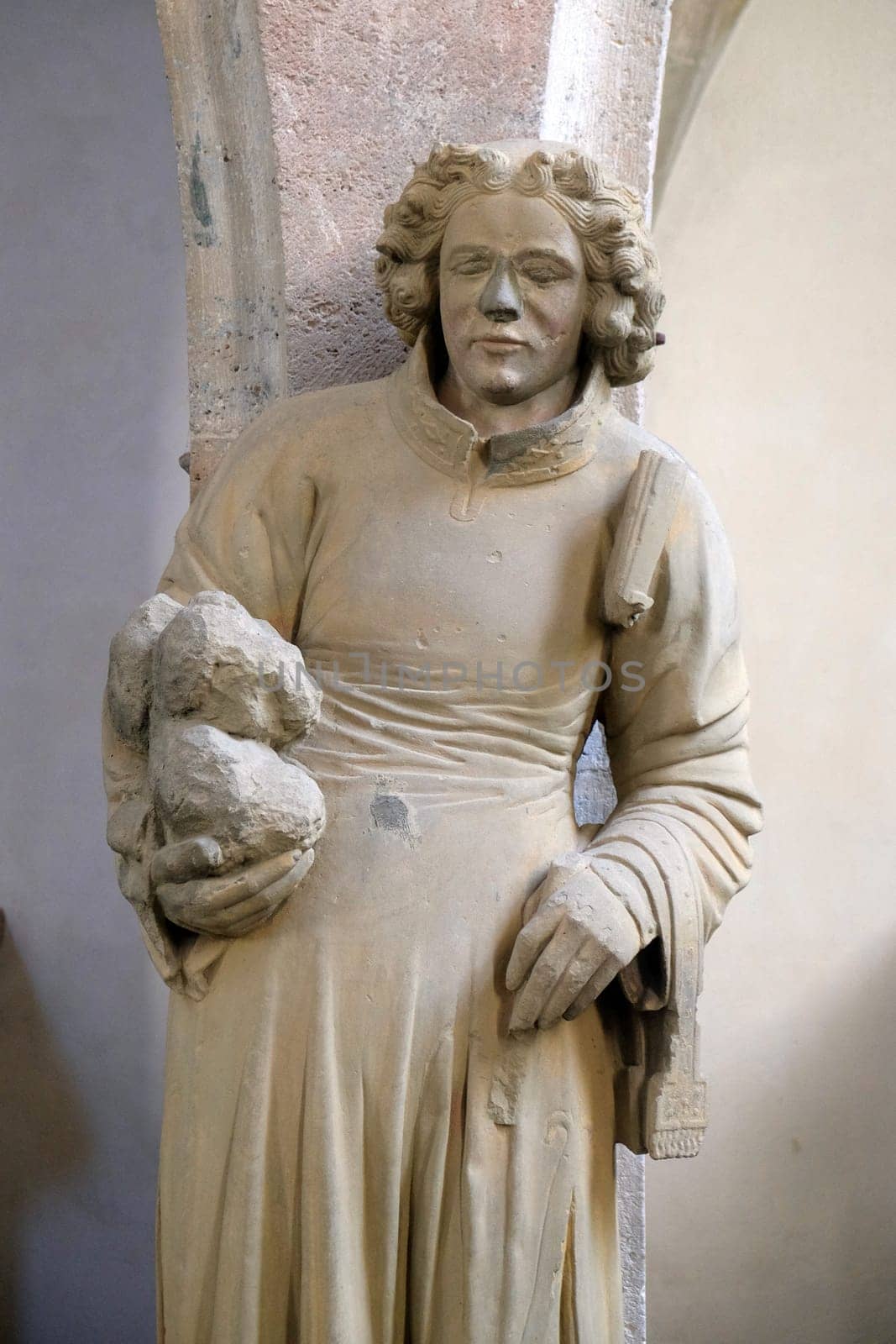Saint Stephen, statue in the Franciscan Church in Rothenburg ob der Tauber, Bavaria, Germany