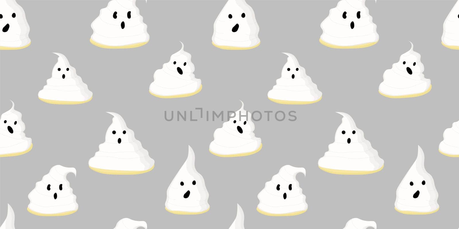 Wrapping paper design. Ghosts pattern seamless. Gray background. Halloween