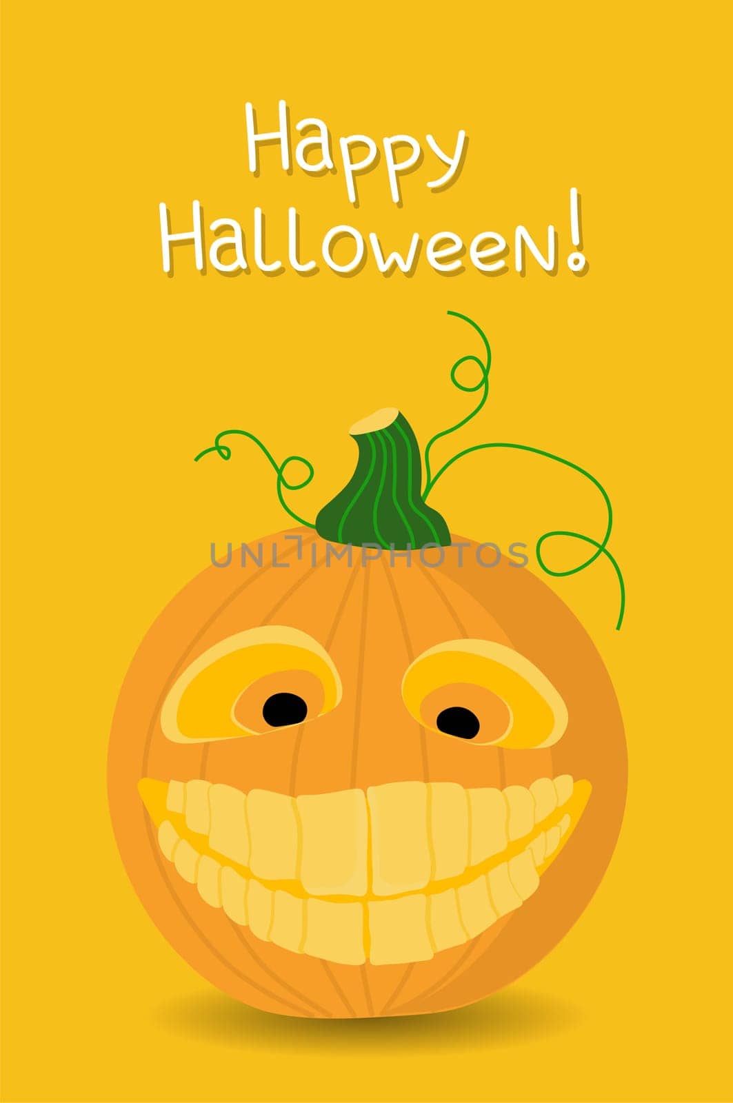 Halloween greeting card. Pumpkin funny illustration. Happy Halloween.
