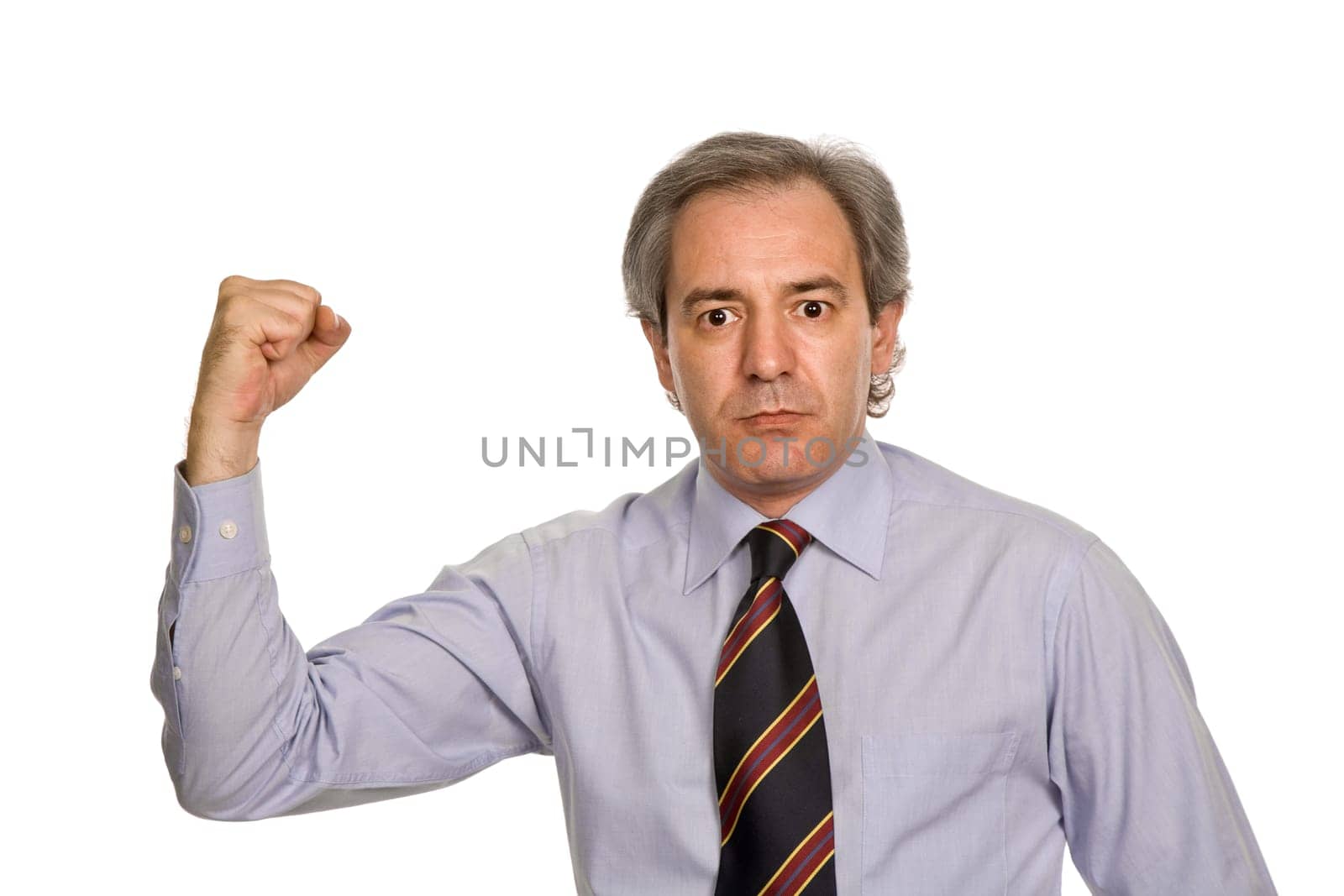 successful business man with arms isolated on white