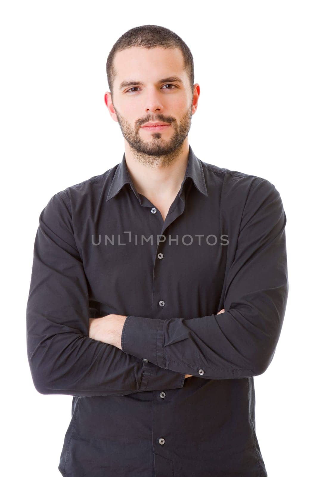 young happy casual man portrait, isolated on white