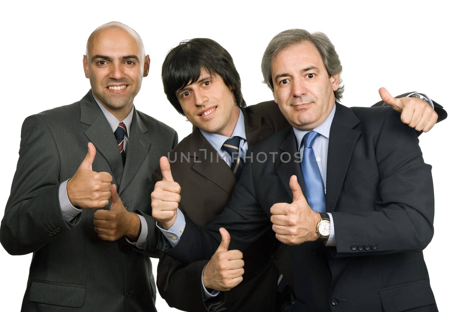three young business men isolated on white