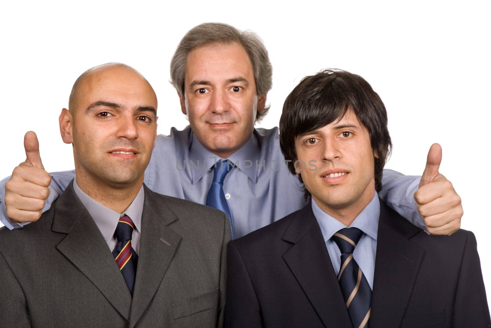 three young business men isolated on white