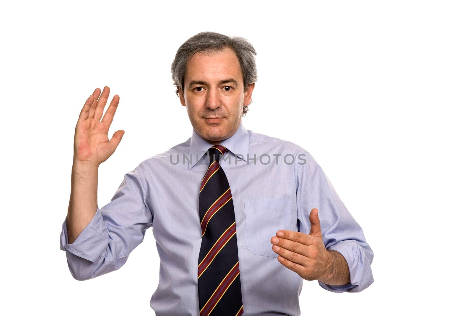 business man showing his hands, isolated on white