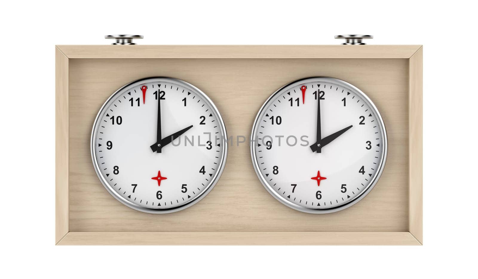Analog chess clock isolated on white background, front view