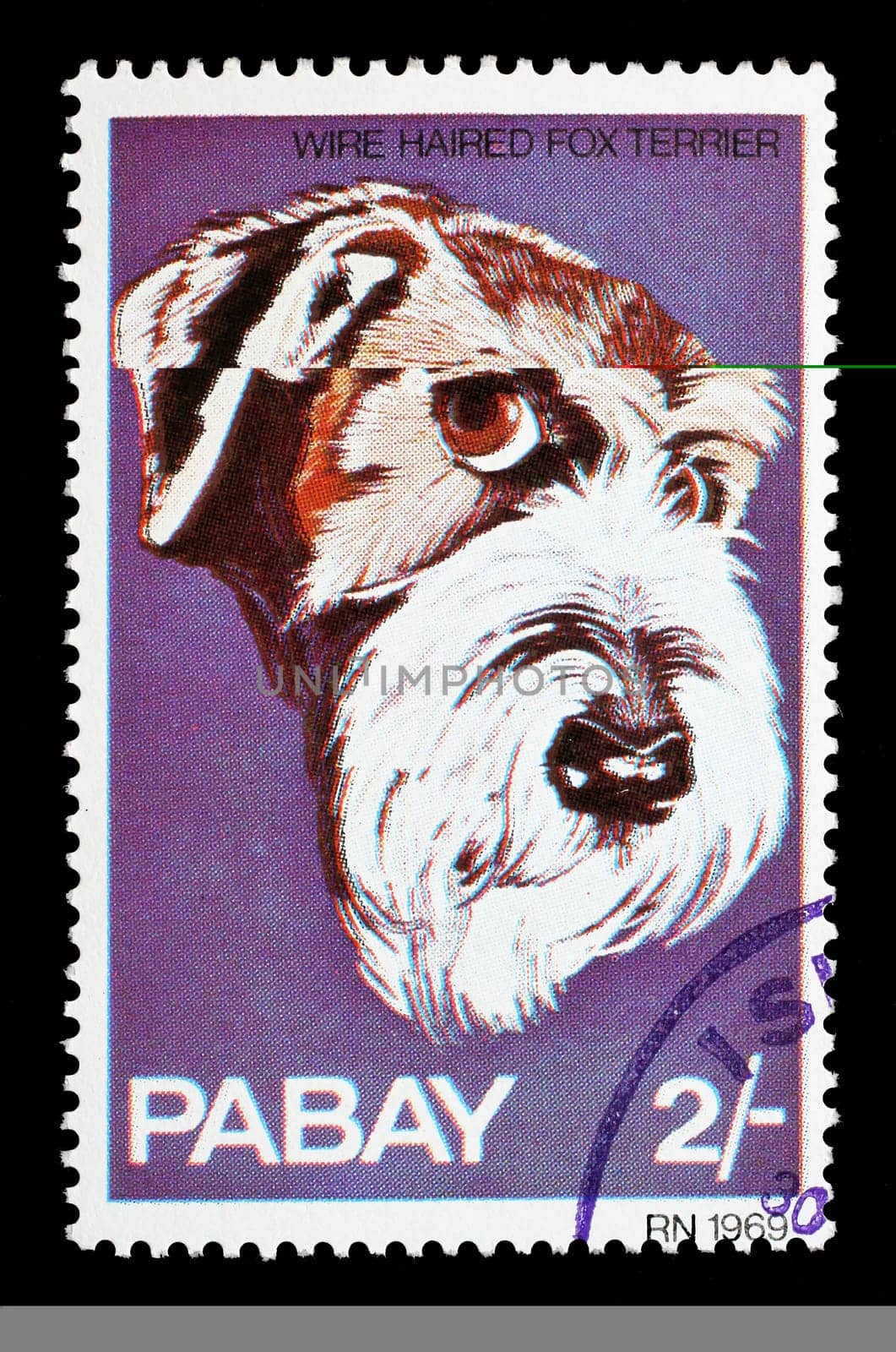Stamp issued in Pabay shows Wire Haired Fox Terrier, circa 1969.