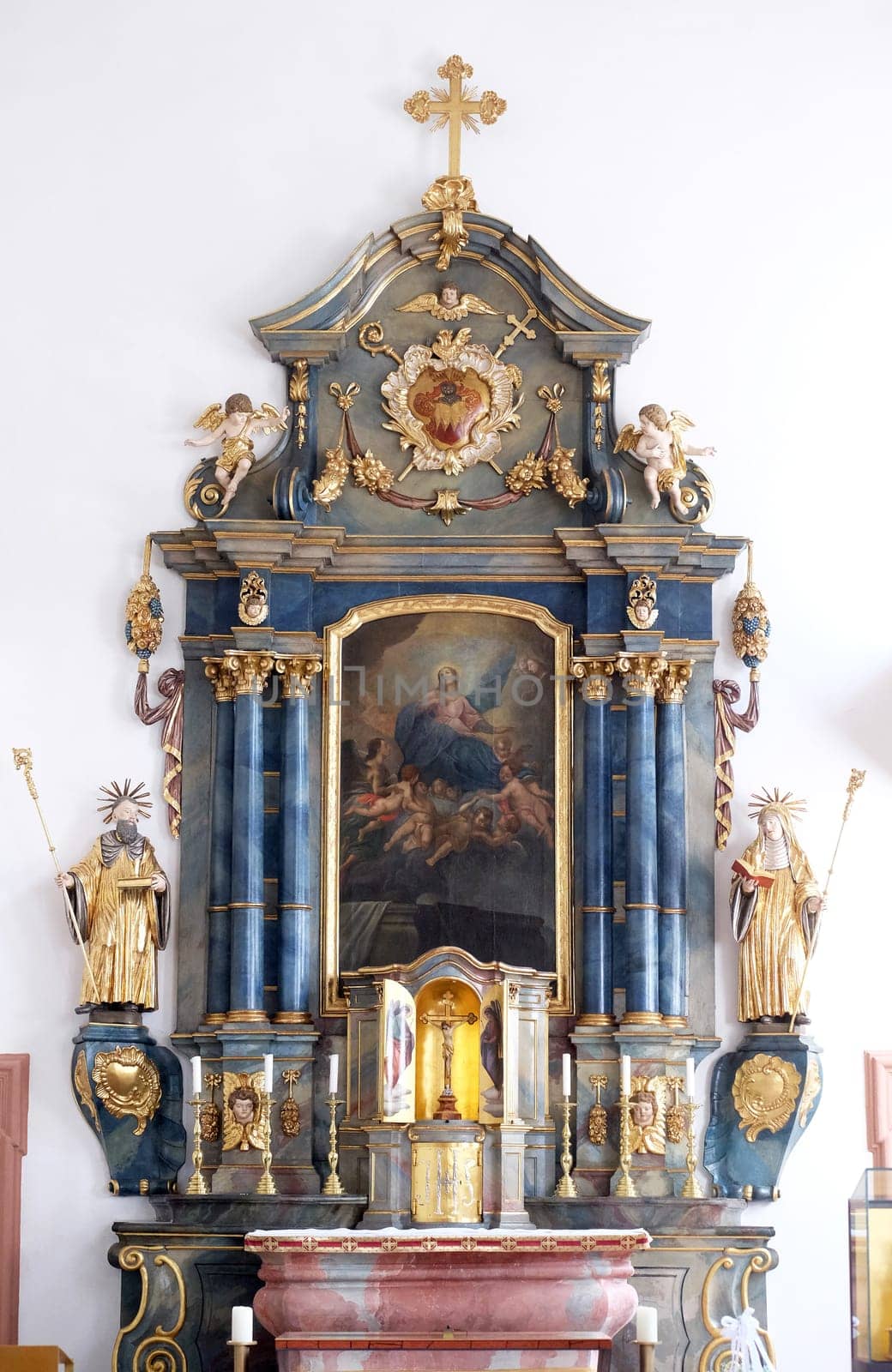 High altar in the church of St. Agatha in Schmerlenbach, Germany