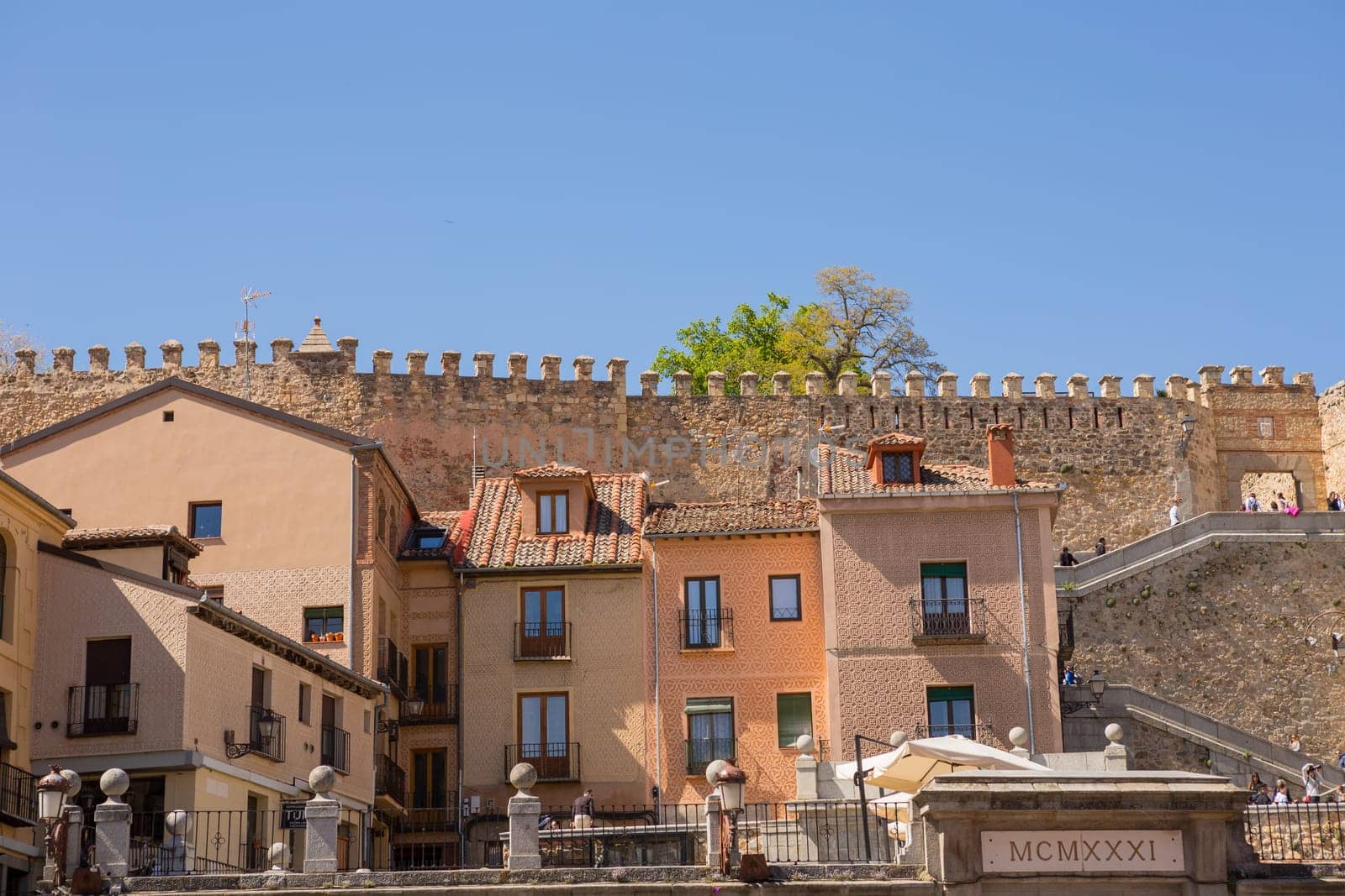 SEGOVIA, SPAIN - April 27, 2019: The old town of Segovia, Segovia, Spain
