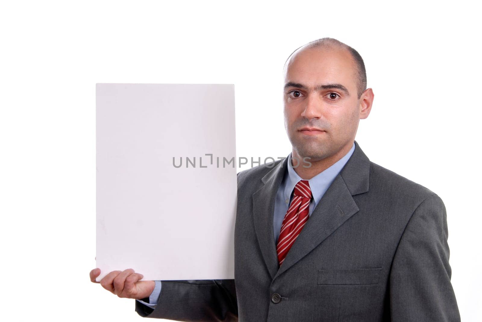 business man with an empty white card