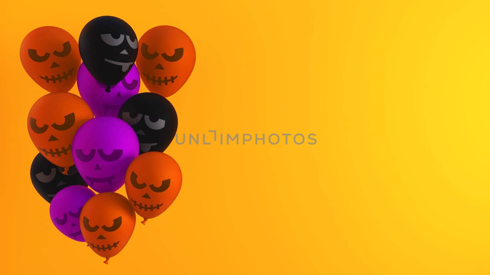 Halloween Balloons Orange Background with Copy Space