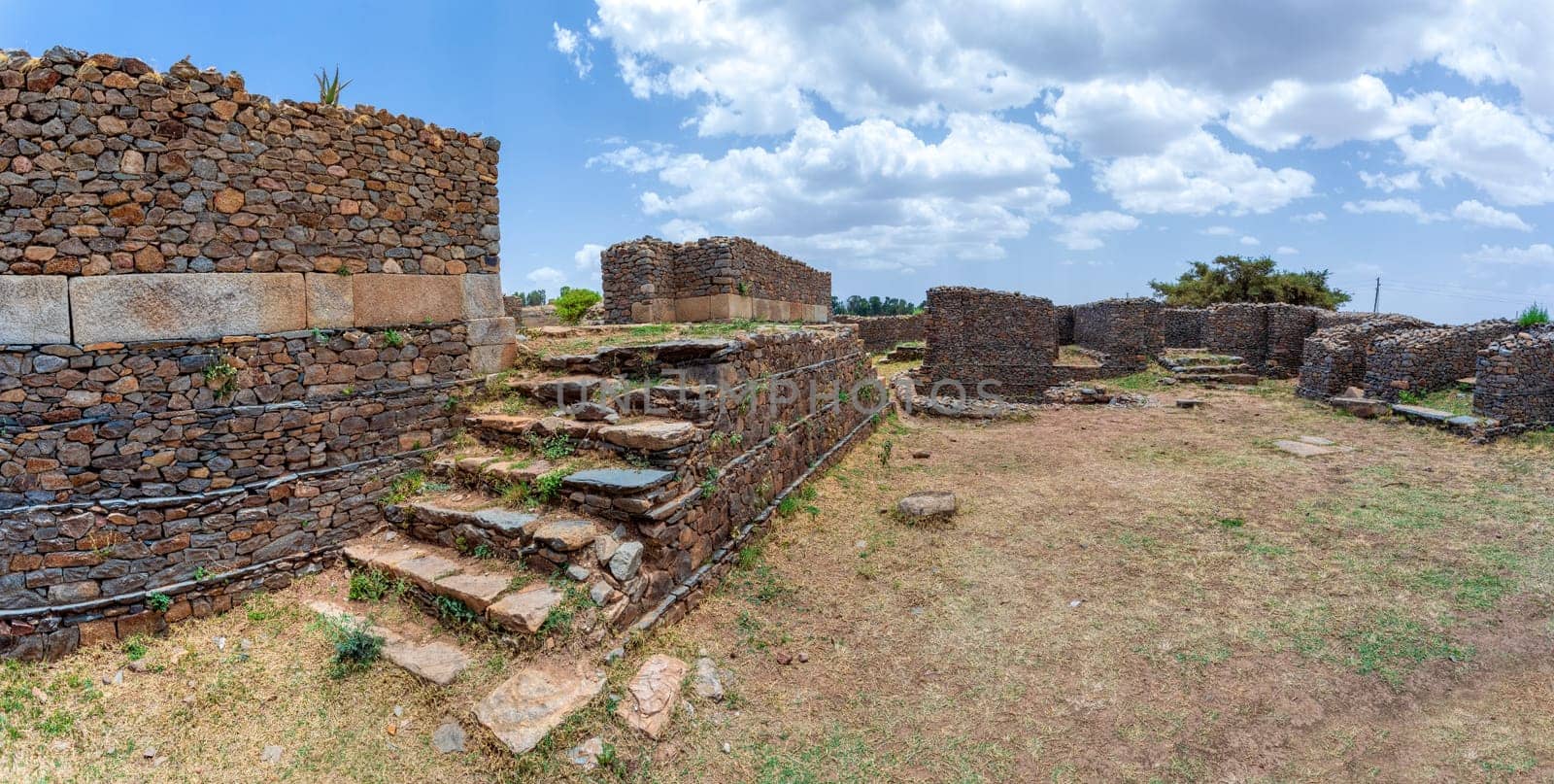 Dungur (or Dungur 'Addi Kilte) is the ruins of a substantial mansion in Aksum, Ethiopia - Ruins of the palace of the Queen Sheba, Aksum civilization at Axum city in Ethiopia. Archeology, on UNESCO world heritage site