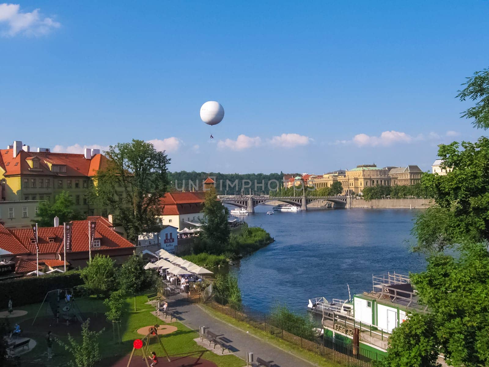 Prague, Czech Republic - 26 June, 2010: View of old town and Vltava river in Prague, Czech Republic at Prague, Czech Republic on 26 June, 2010
