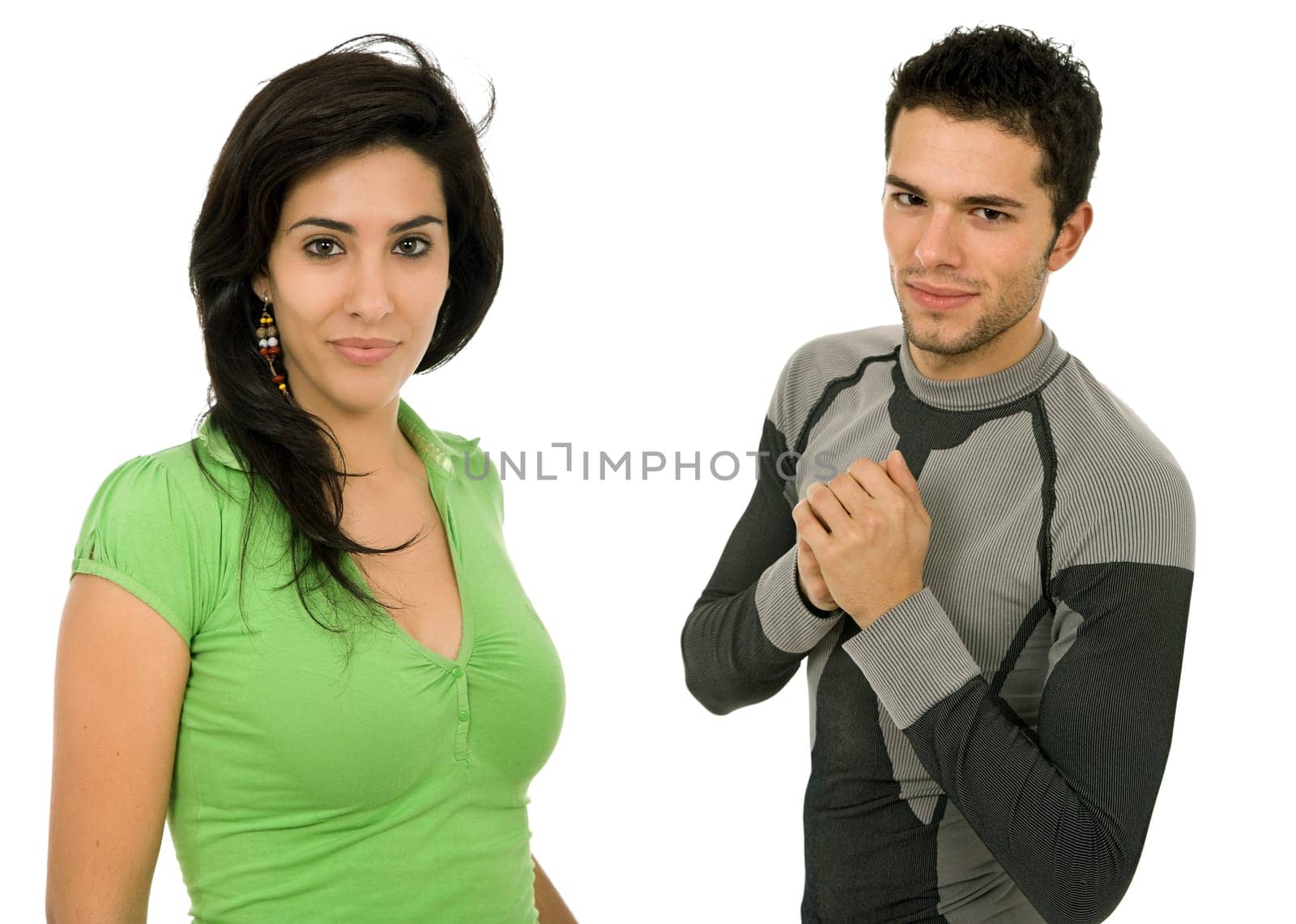 young fashion couple isolated on white background