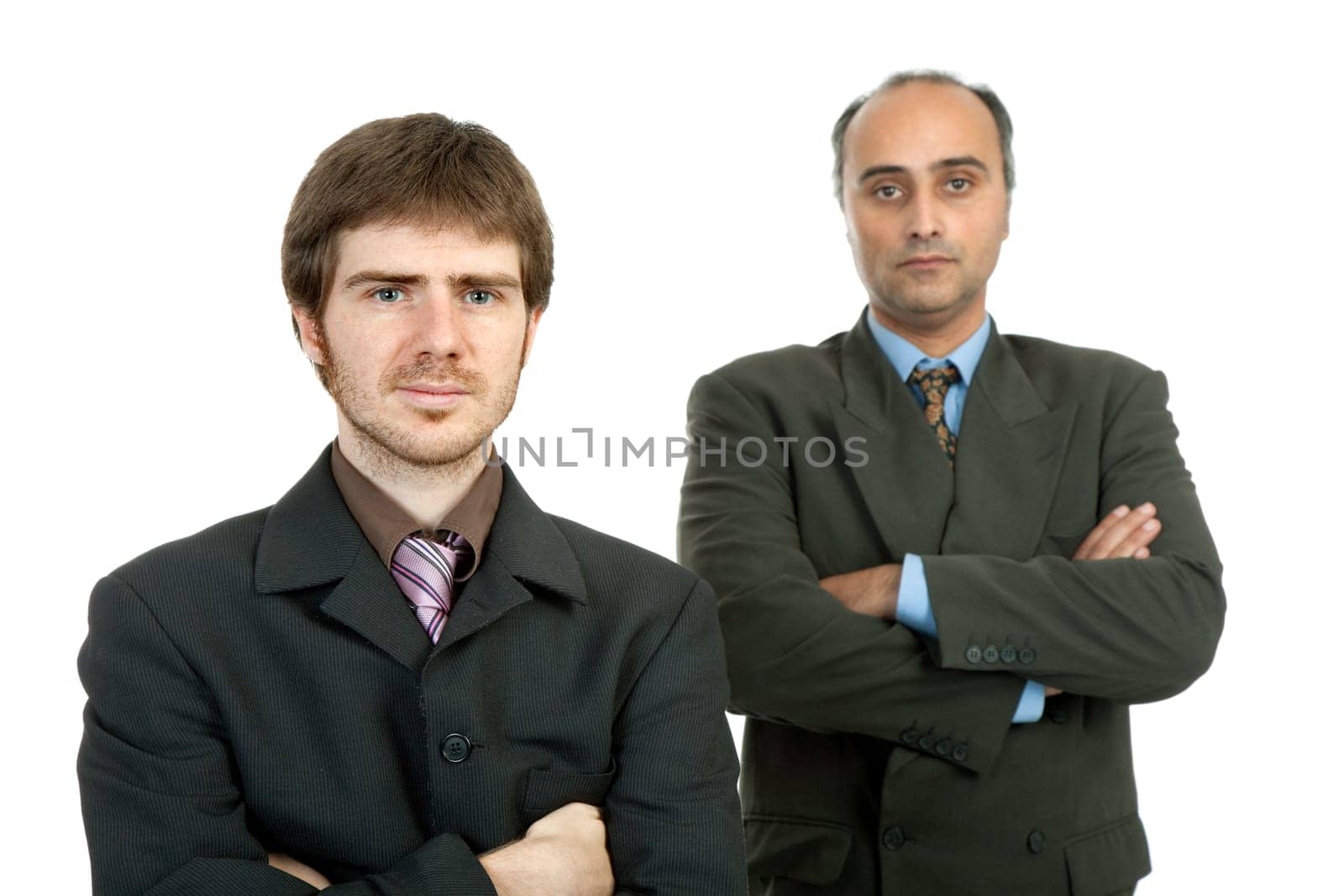 two business men portrait, isolated on white