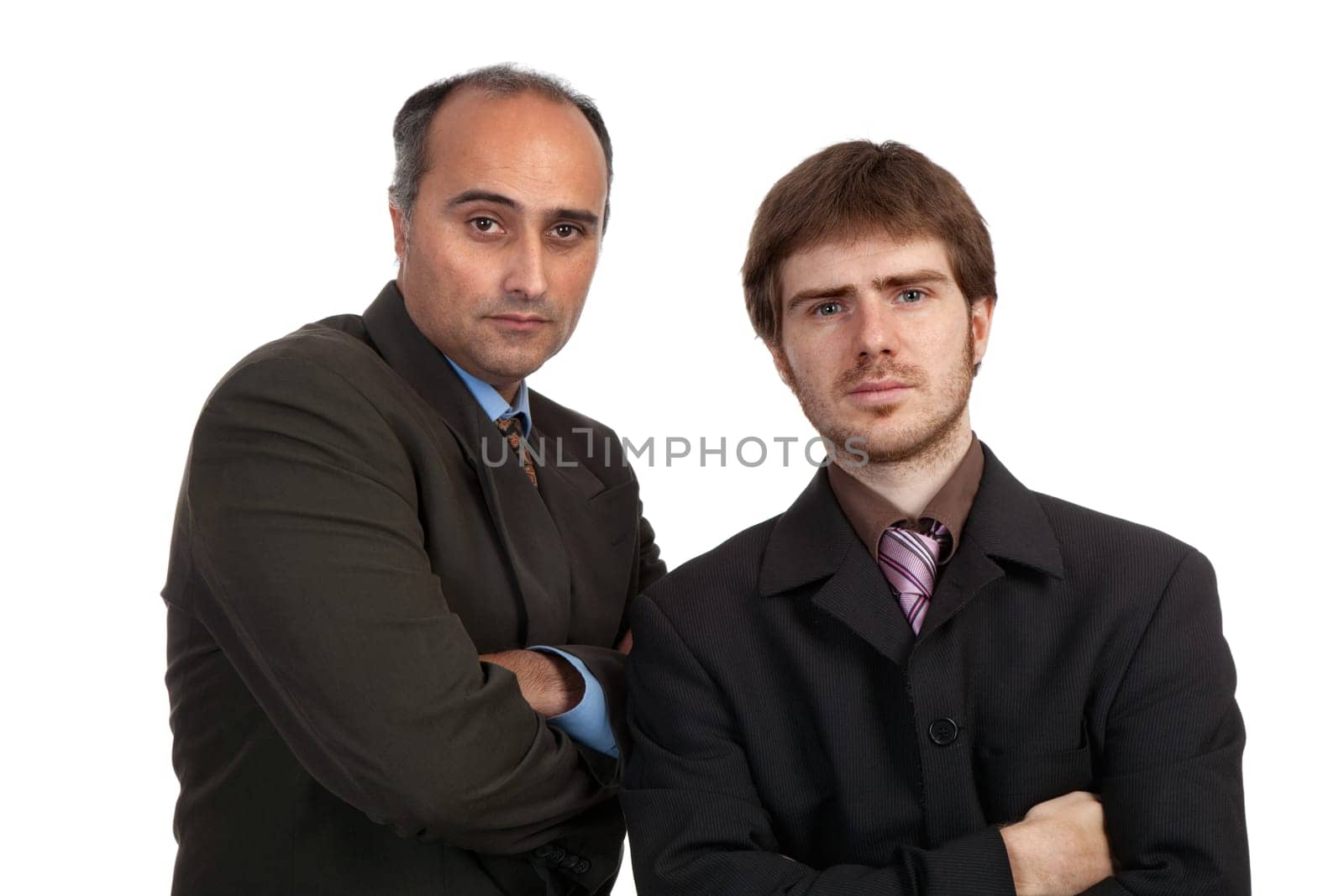 two business men portrait, isolated on white