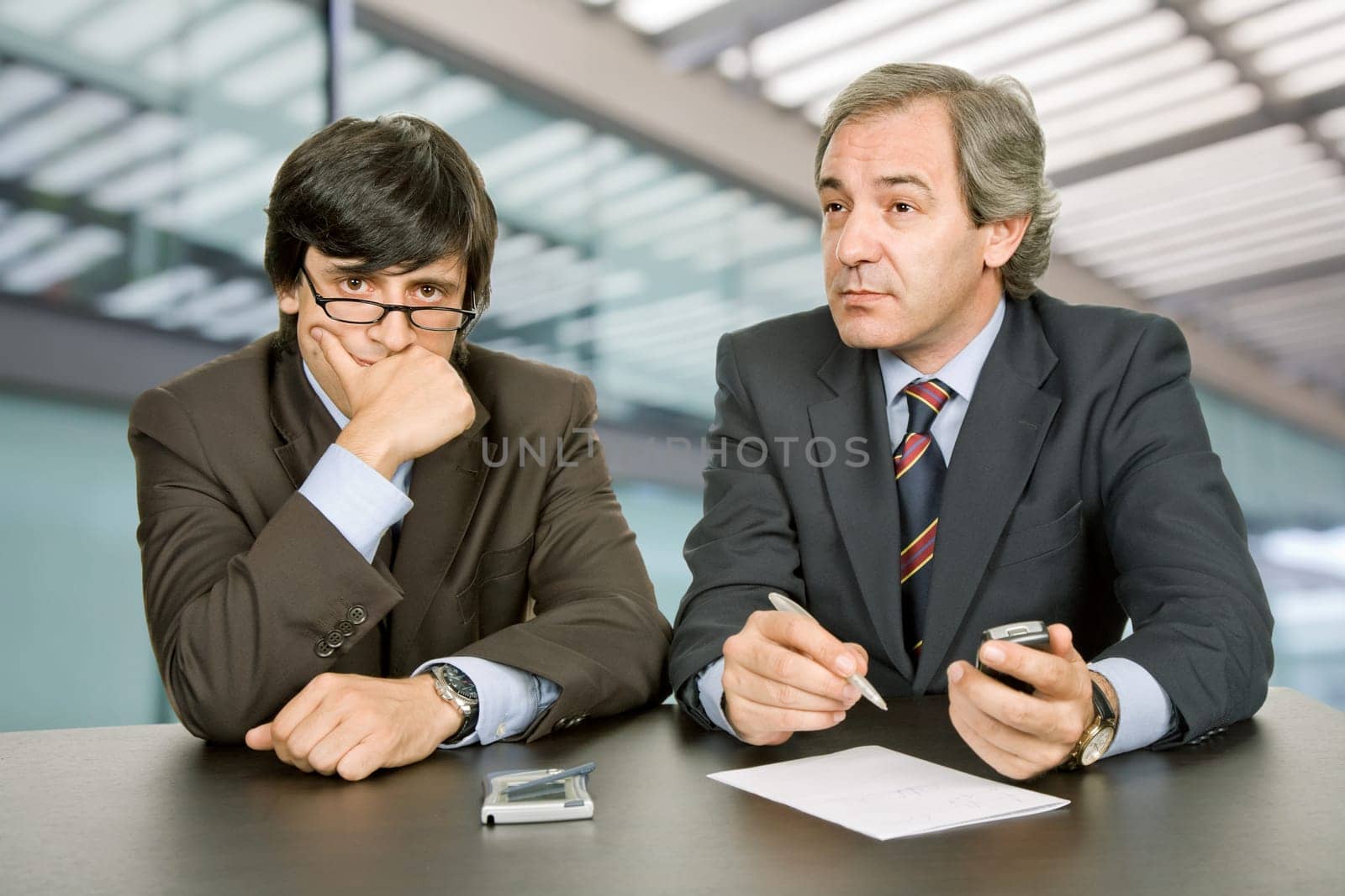 business team working at a desk in a modern office