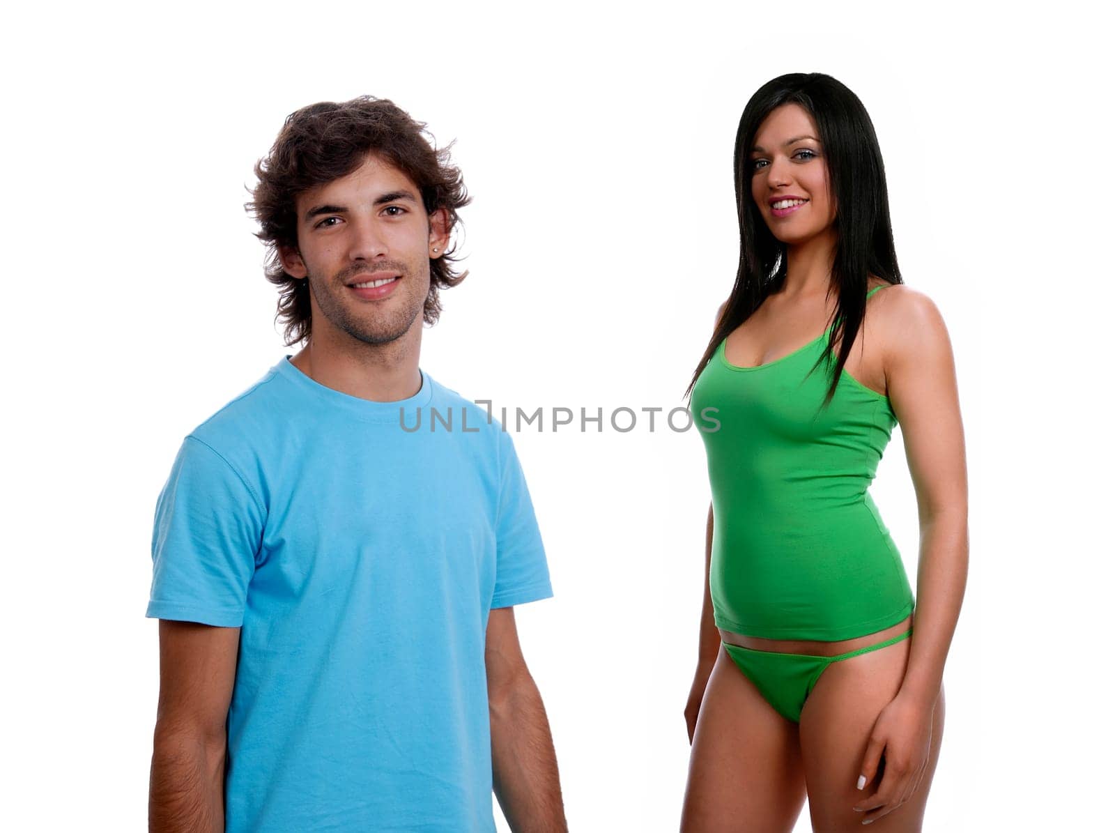 young fashion couple isolated on white background