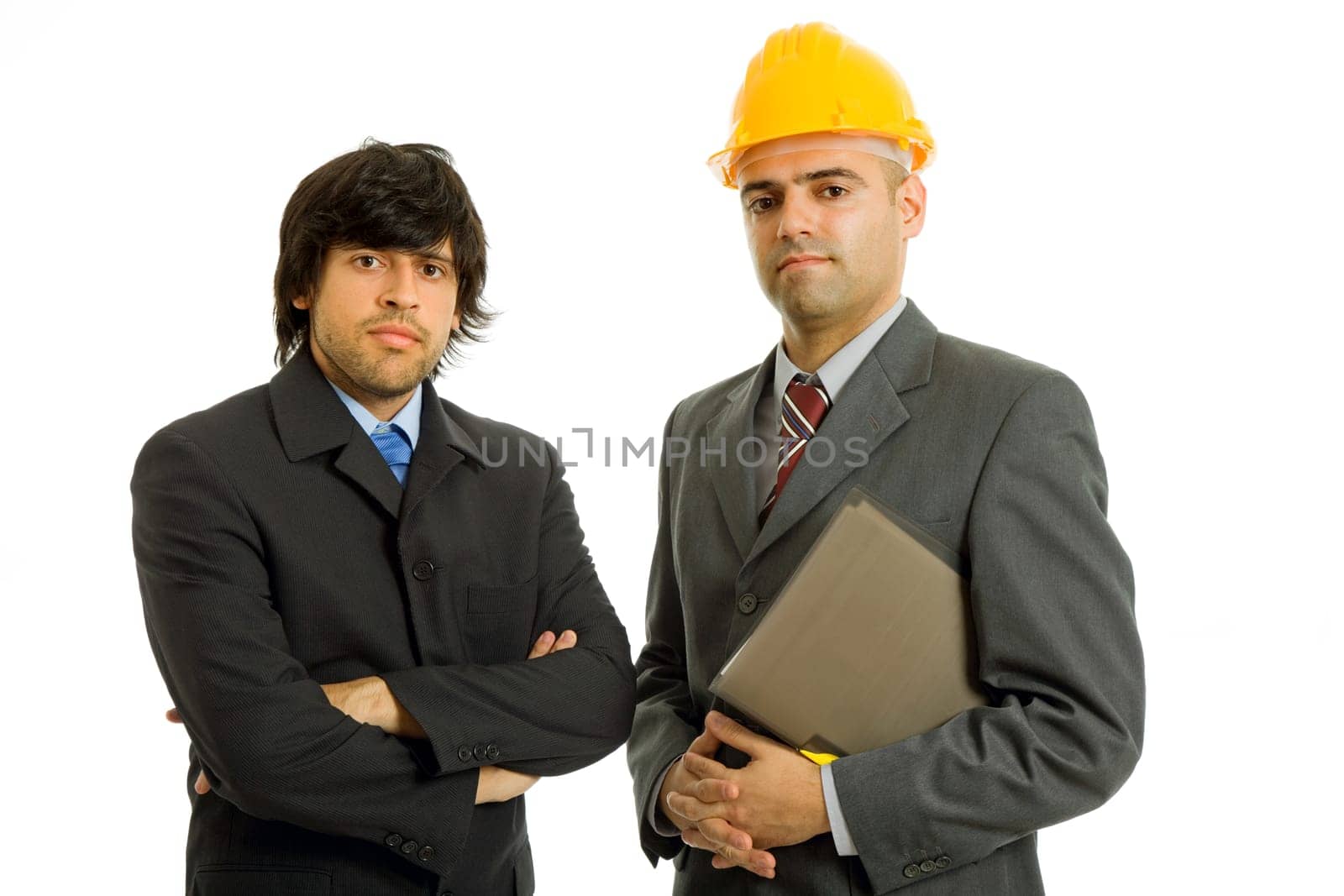 two young business men in a white background