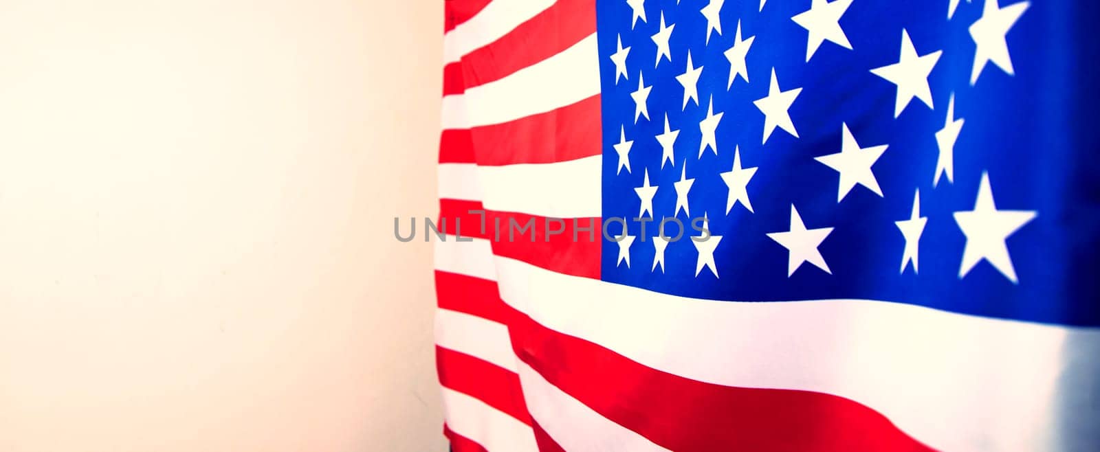 Flag of United States of America waving .