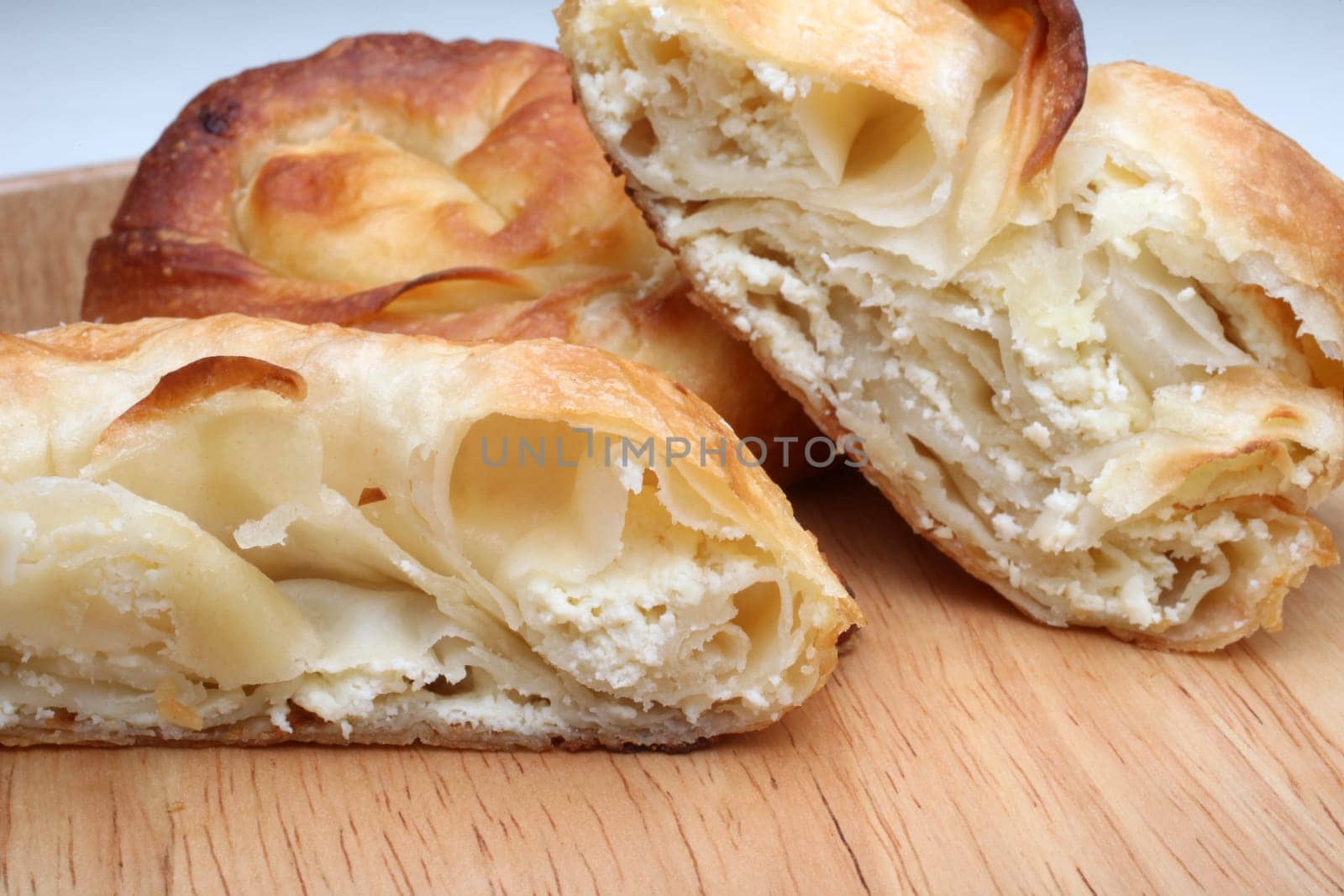 Burek pie with meat, cheese or spinach