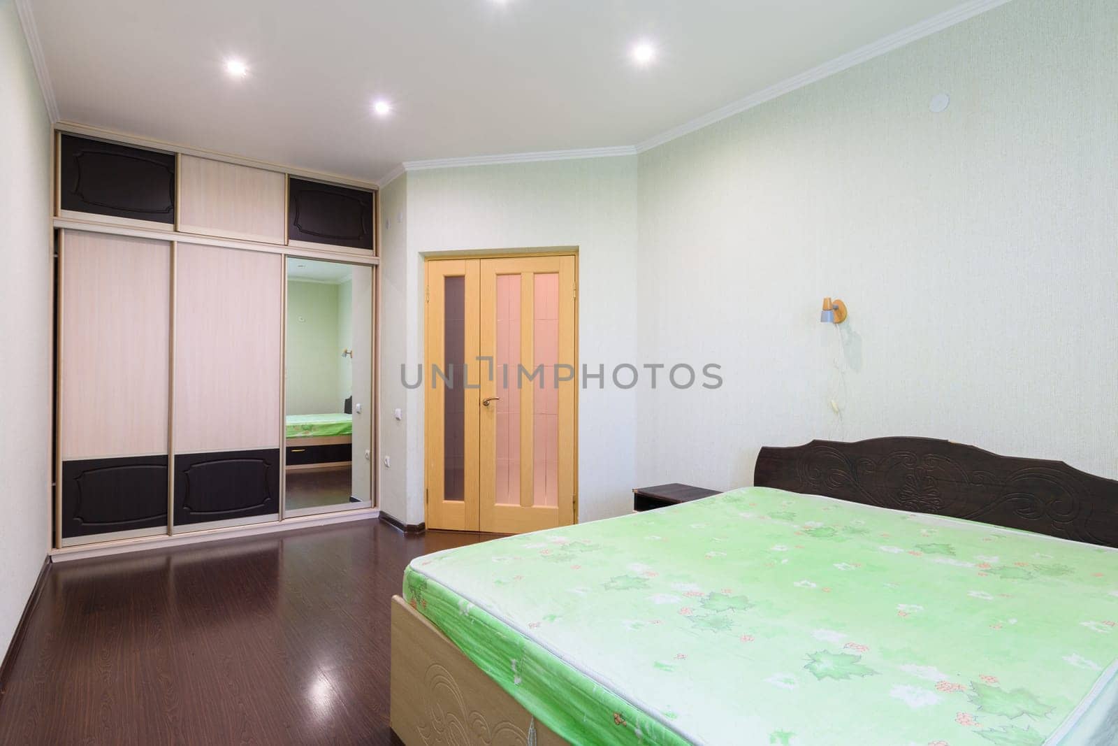Interior of a small bedroom in an apartment for rent