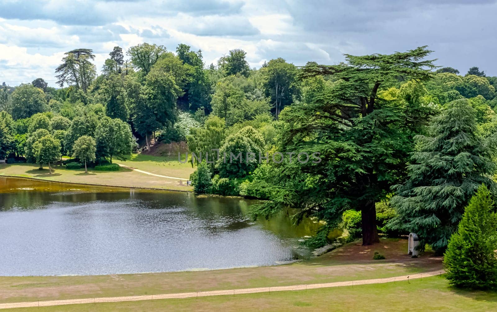 Panorama of Claremont lake in Esher, Surrey, United Kingdom