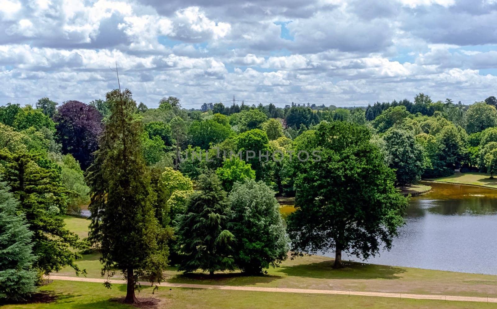 Panorama of Claremont lake in Esher, Surrey, United Kingdom