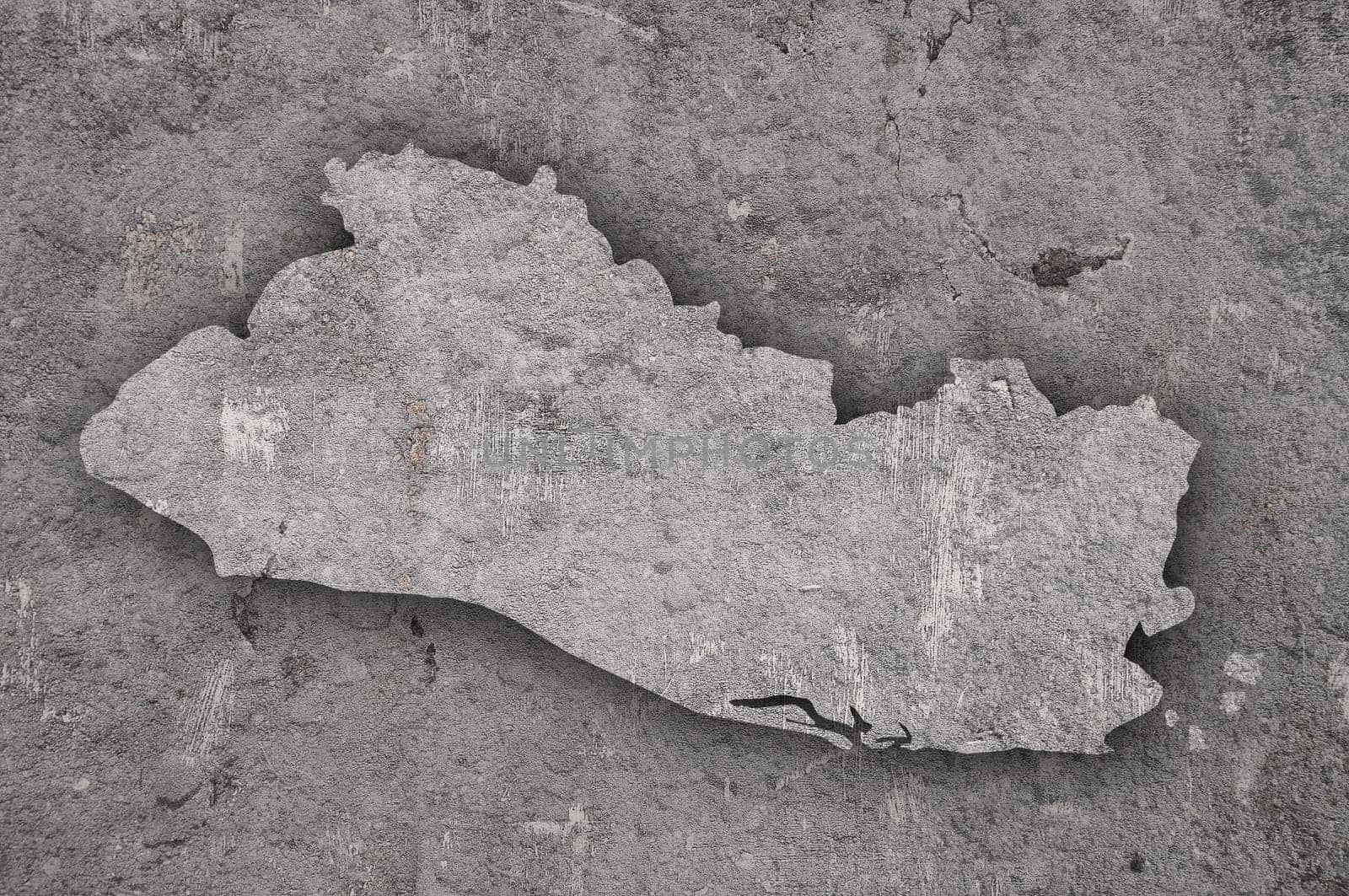 Map of El Salvador on weathered concrete