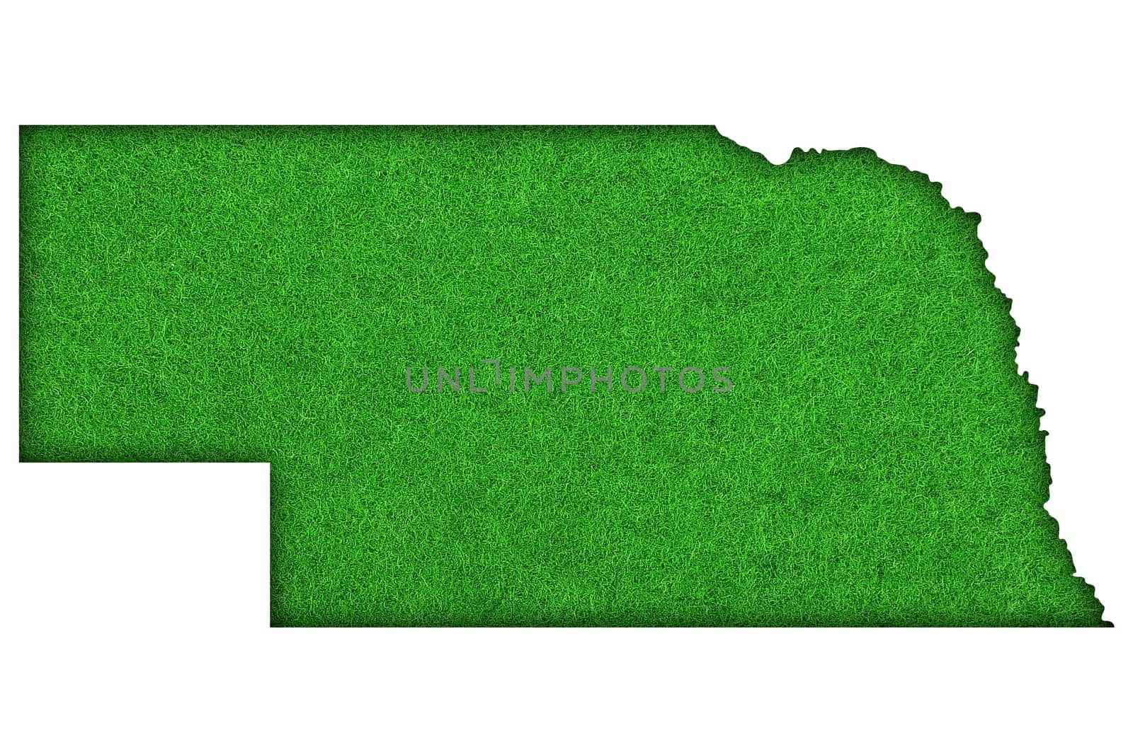 Map of Nebraska on green felt