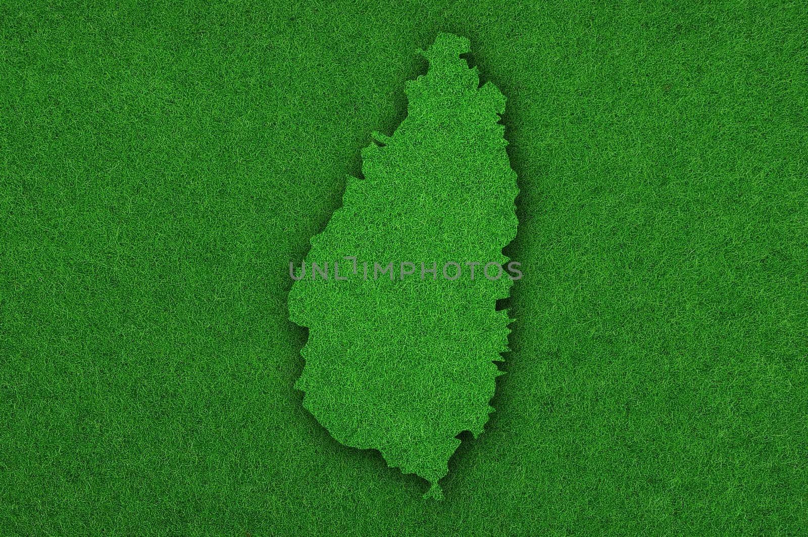 Map of Saint Lucia on green felt