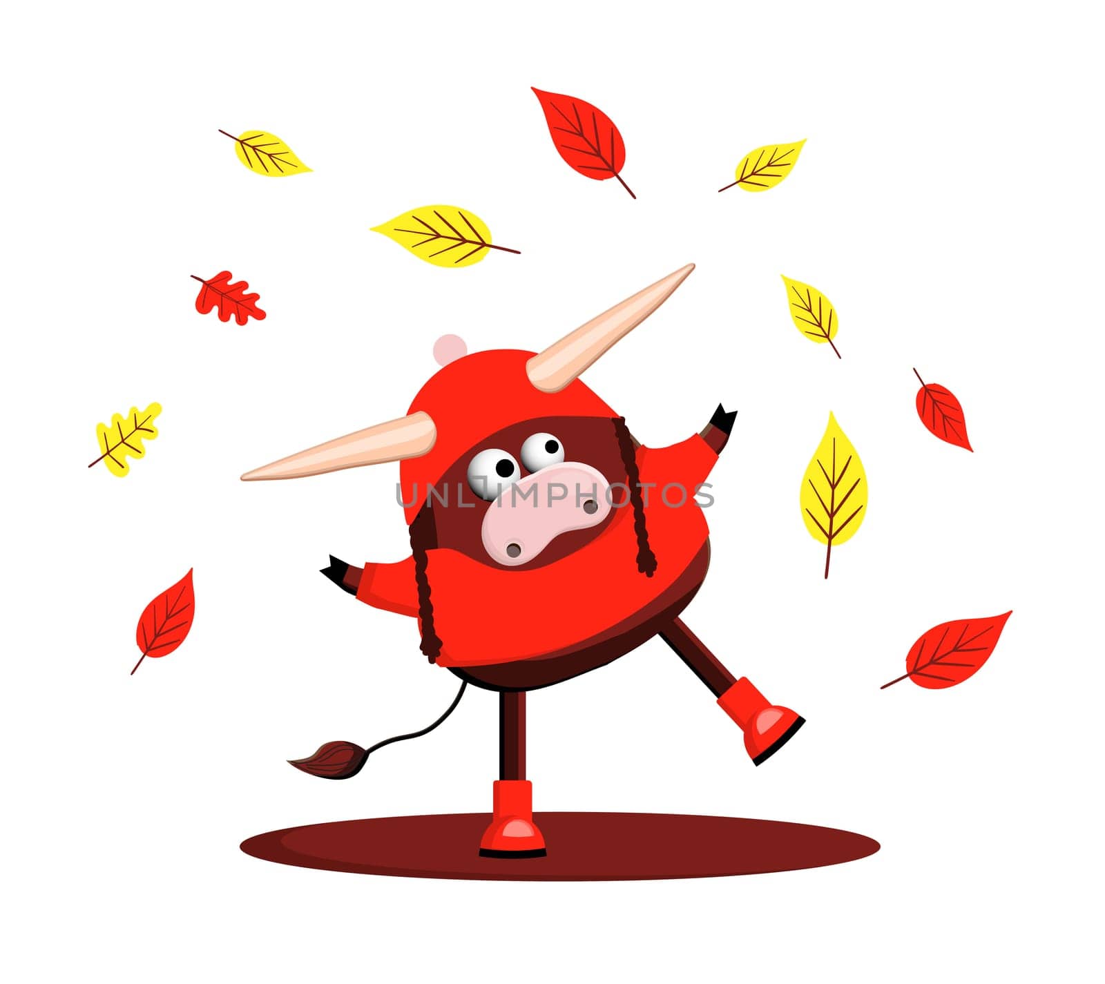 2021 year. Year of the bull. Animal buffalo, cow. Funny bull isolated on a white background. illustration