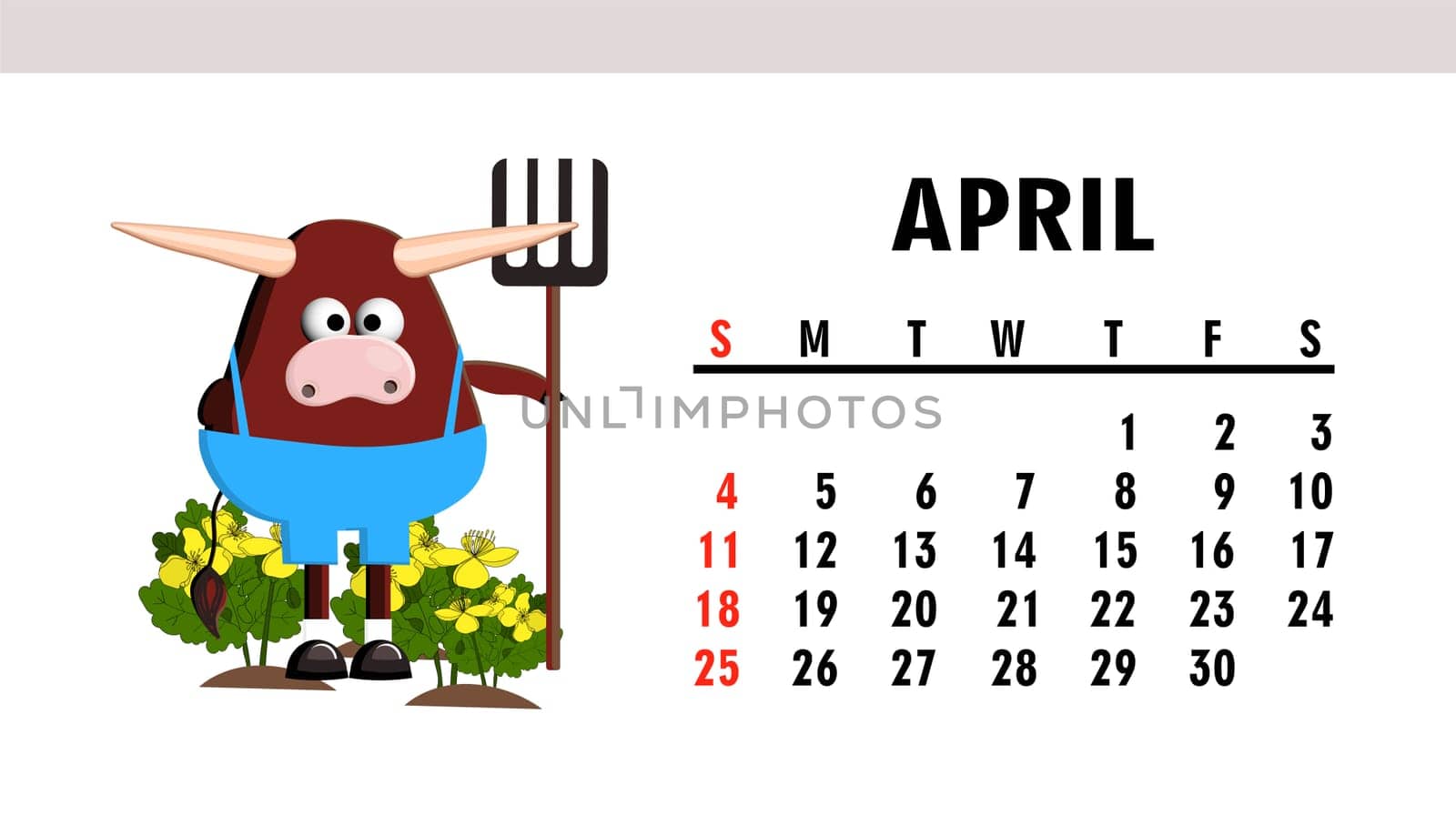 cute calendar 2021. Year of the bull. Animal buffalo, cow. Funny winter bull isolated on a white background. Symbol of 2021.