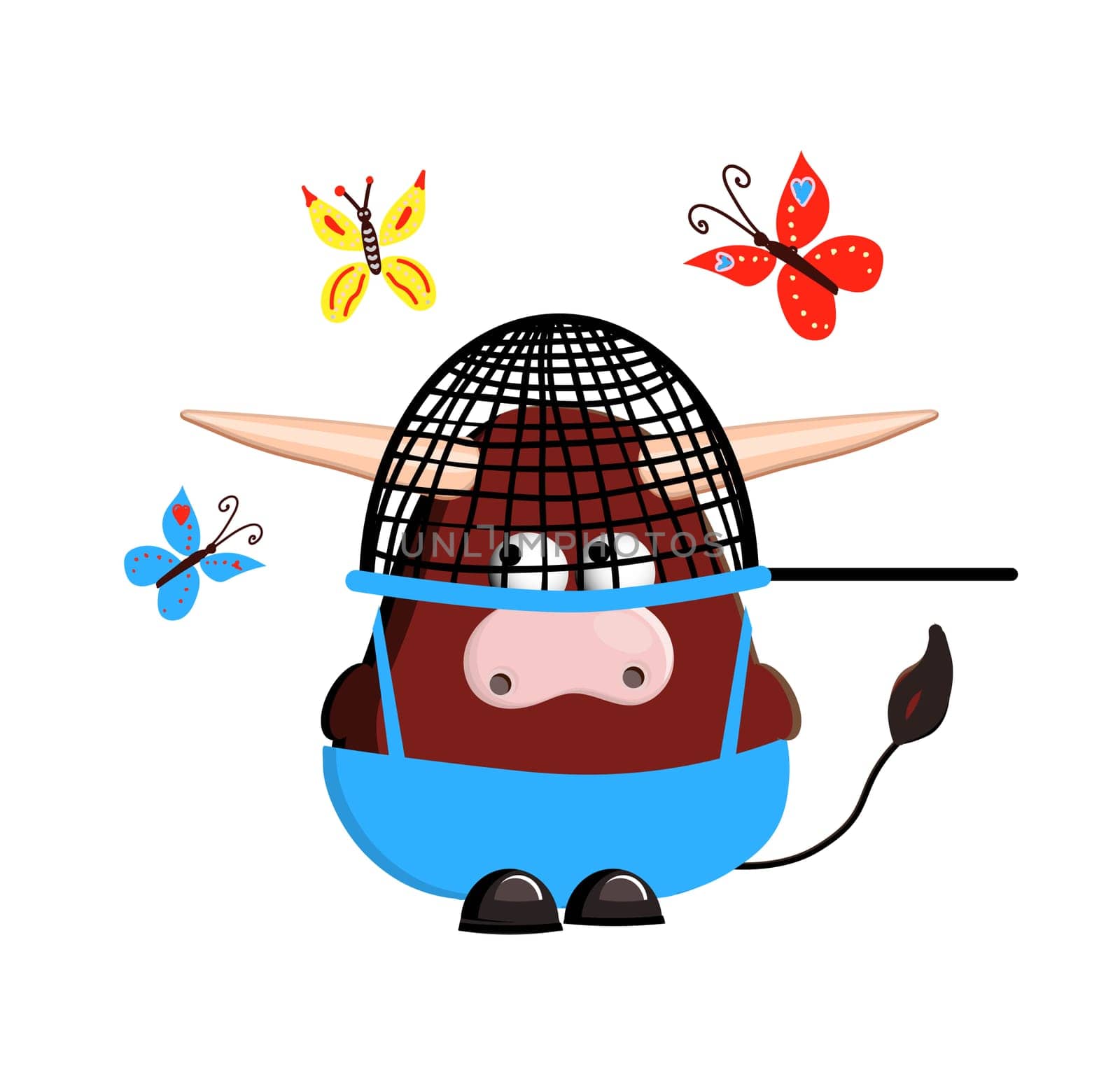 Year of the calf. ox character is cute. isolated on a white background.