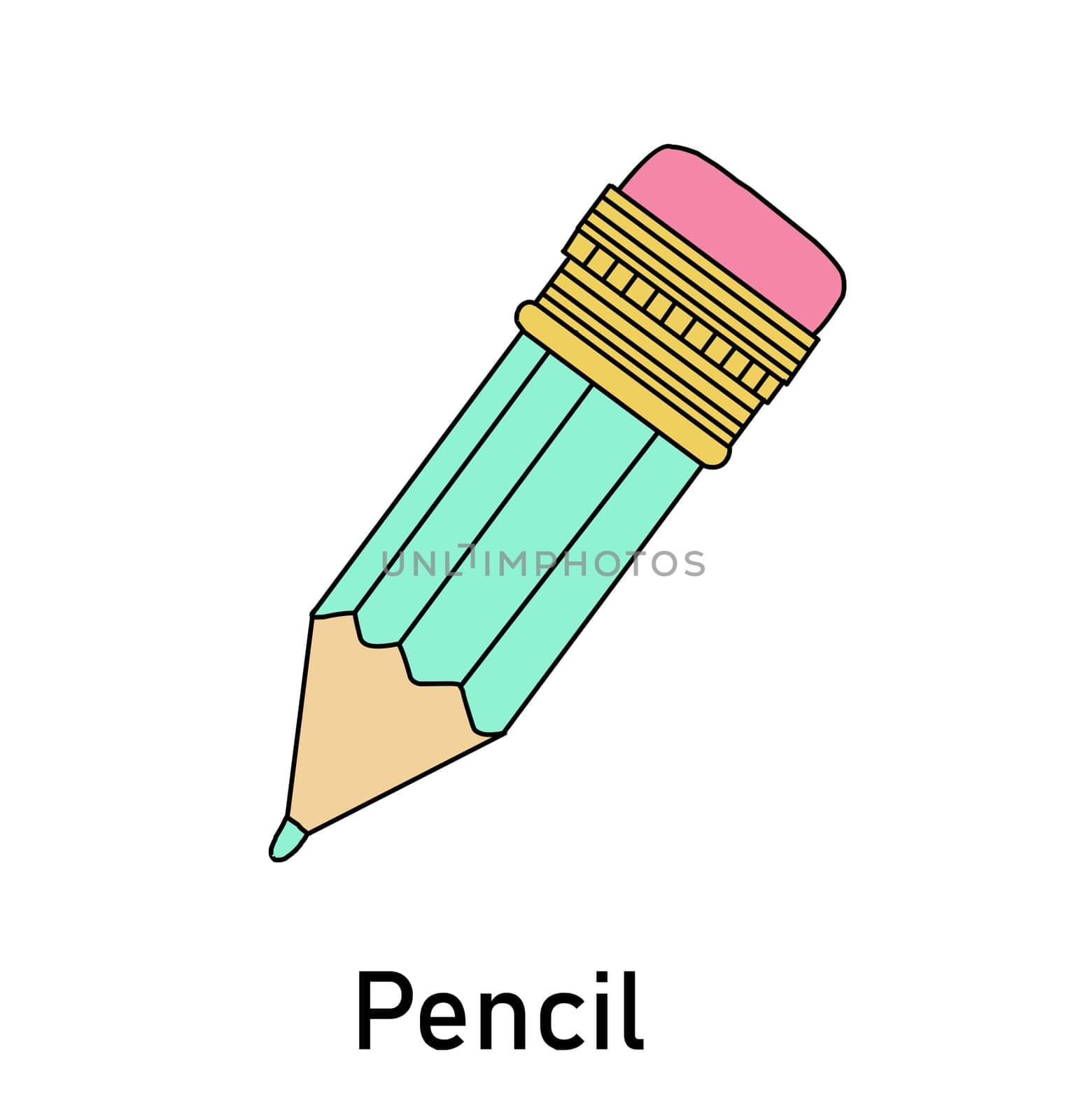 pencil illustration. clerical on a white background. stationery.