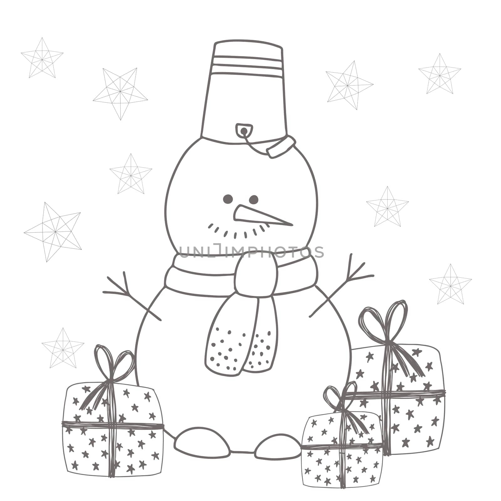 snowman. Coloring SCULPTURE FROM SNOW. Children's illustration a snowman. Christmas and New Year. symbol of the year 2021