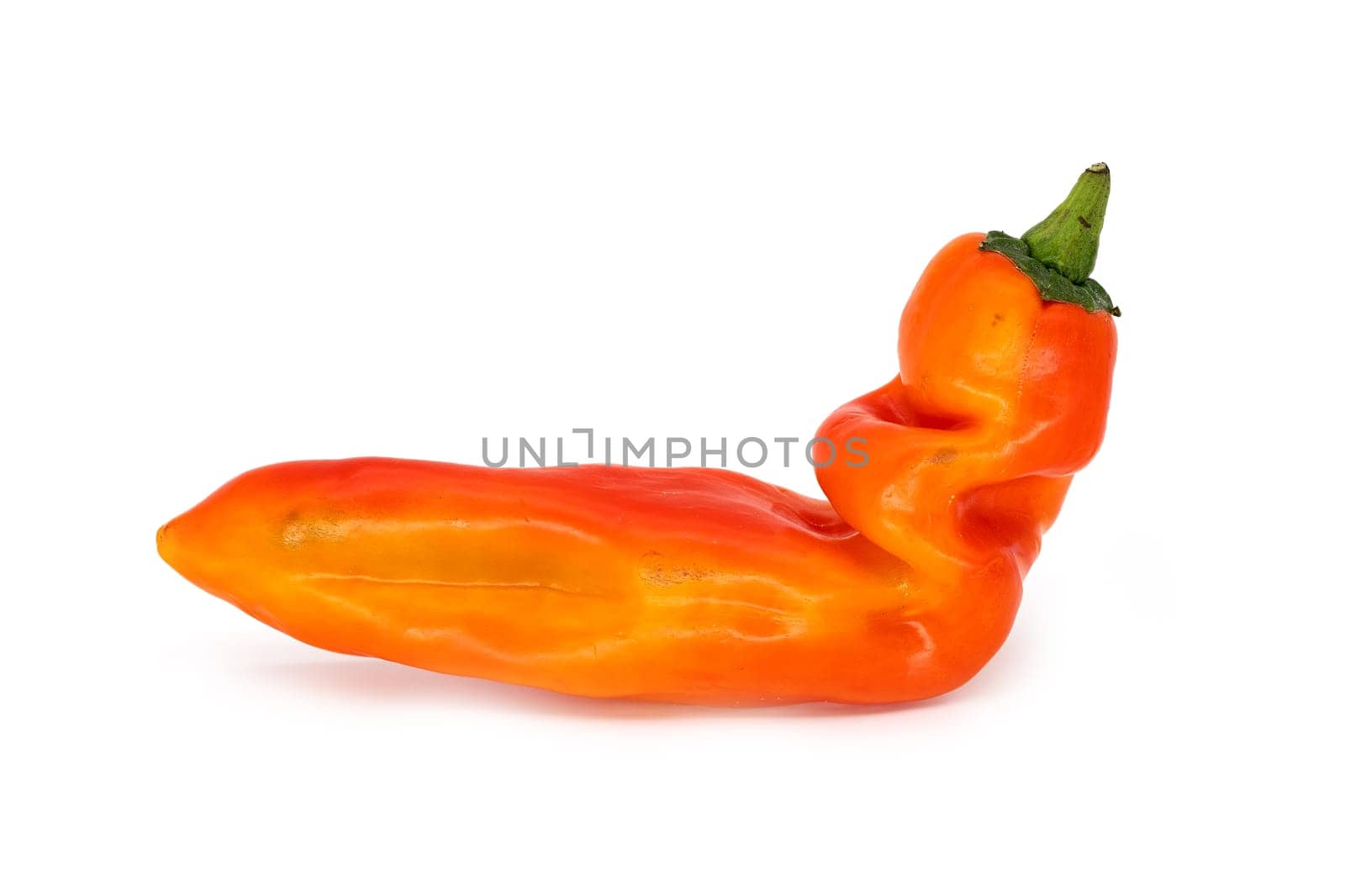 Chili On White Background, close up of bell pepper