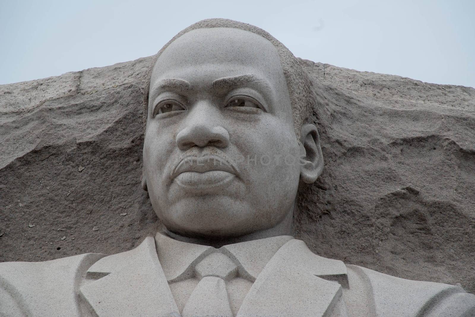 Washington, DC, USA / 9/24/2020: Dr. Martin Luther King Jr. Monument. Natural light, pale blue sky.