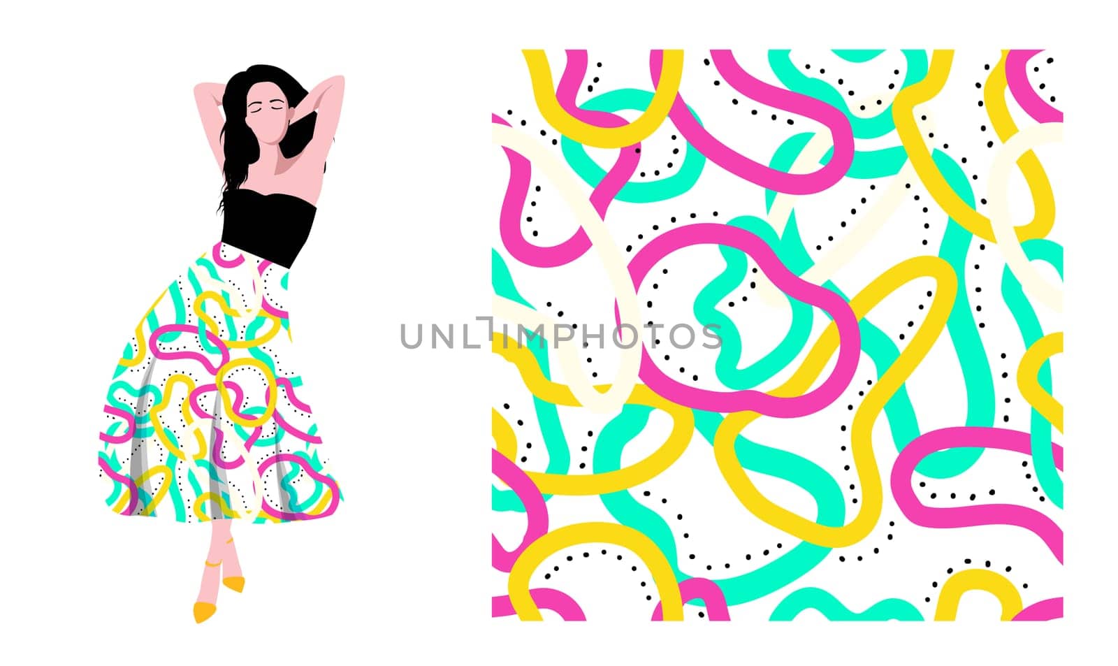Print textile fabric design cool bright print seamless vector pattern