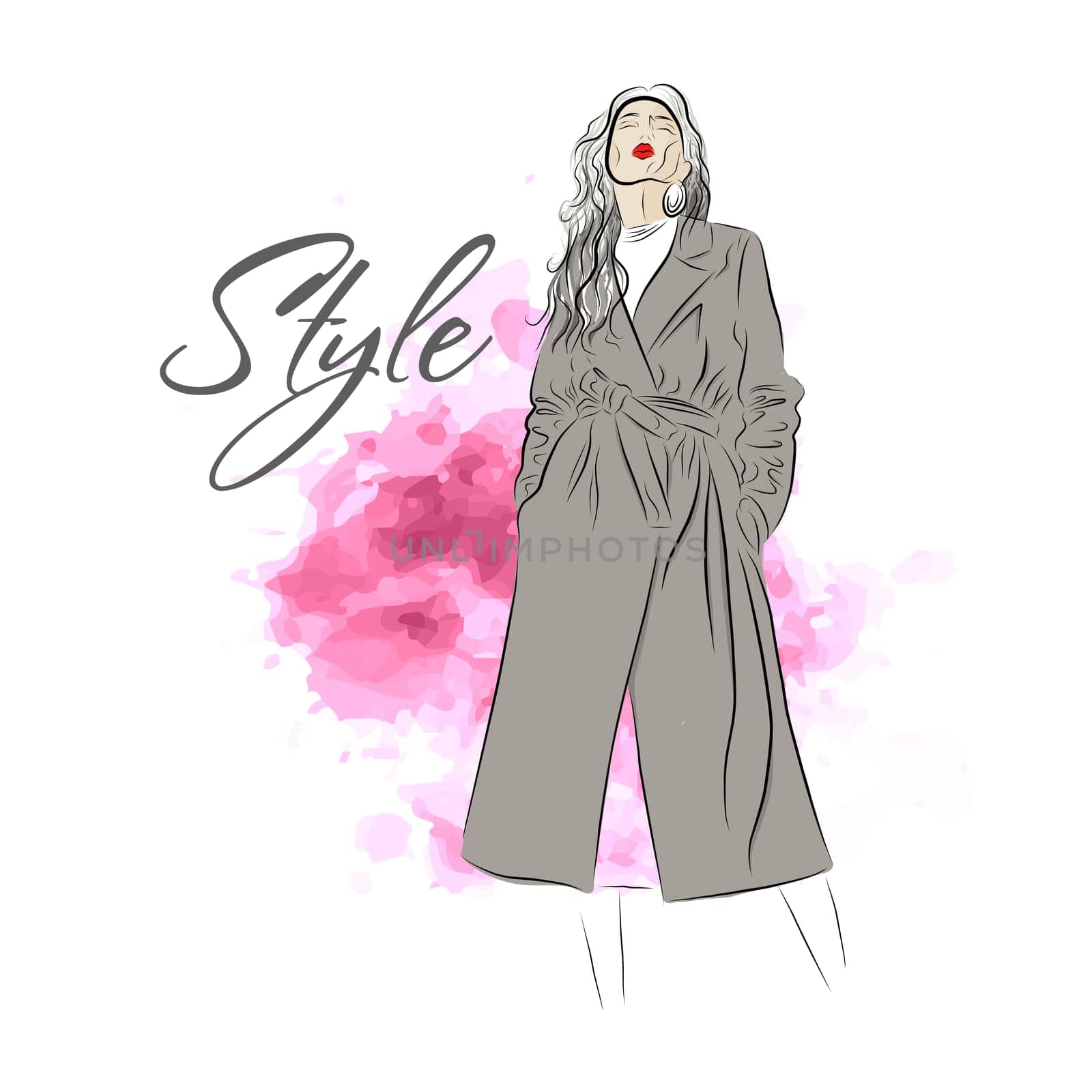 A modern autumn look. Fashion and Style. Beautiful stylish girl or woman in a coat.