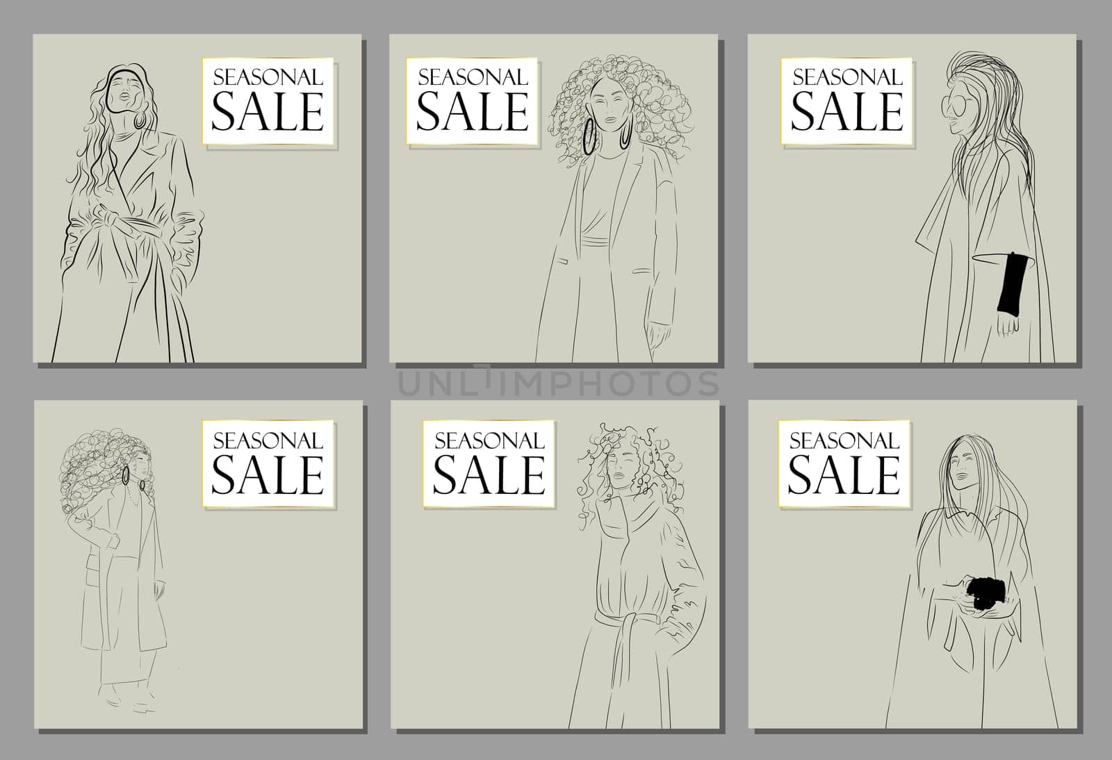 Seasonal sale banner. A modern autumn look. Fashion and Style. Beautiful stylish girl or woman in a coat.
