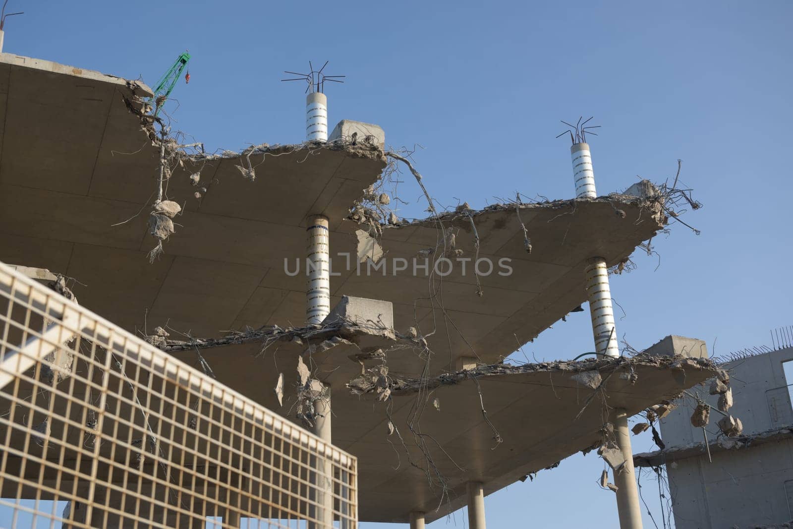 SHEFFIELD, UNITED KINGDOM, 17th September, 2020: Close up of partially demolished concrete and steel framework for the uni social sciences building
