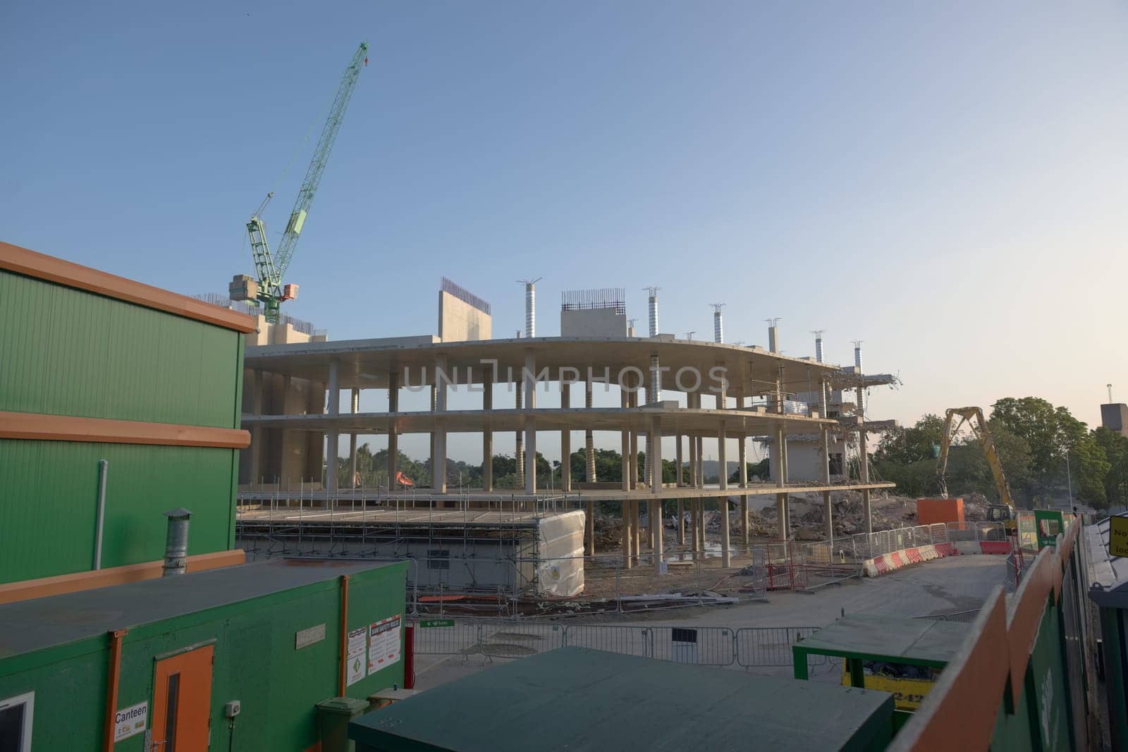SHEFFIELD, UNITED KINGDOM, 17th September, 2020: Wide angle of the whole BAM construction site for the new university social sciences building. NE